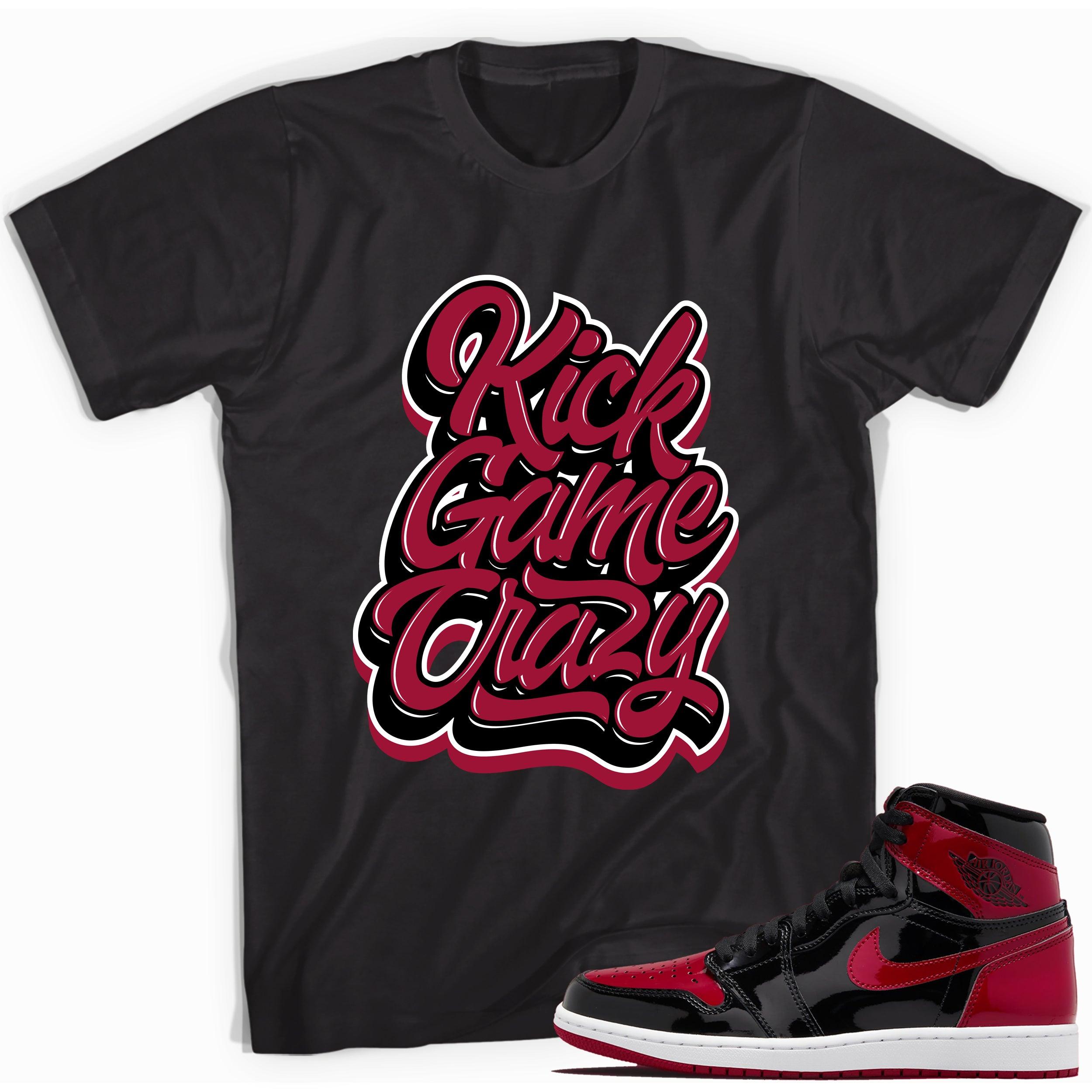 Black Kick Game Crazy Shirt for Jordan 1s Patent Bred photo