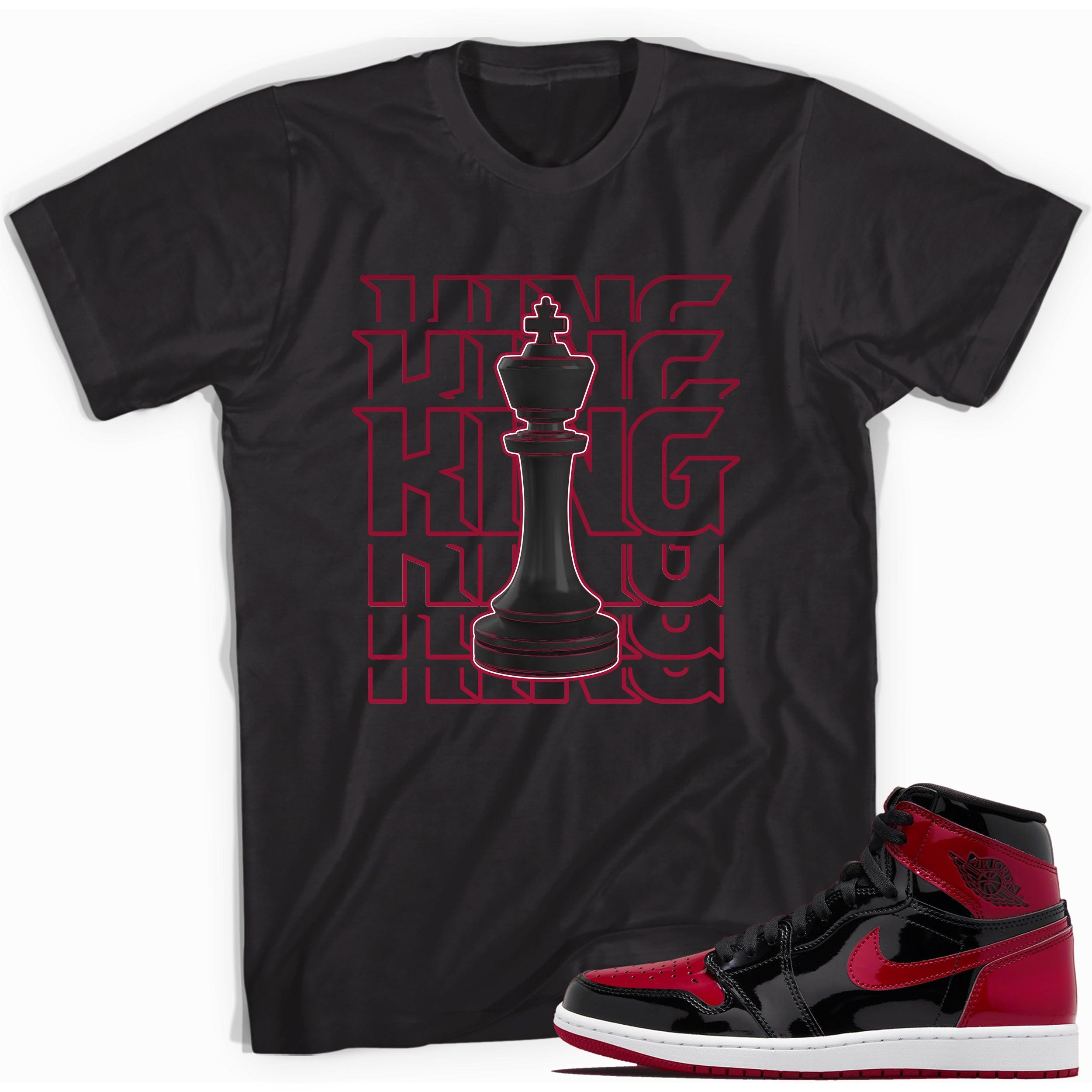 Black King Chess Shirt AJ 1s Patent Leather Bred Air HOLIDAY 2021 photo