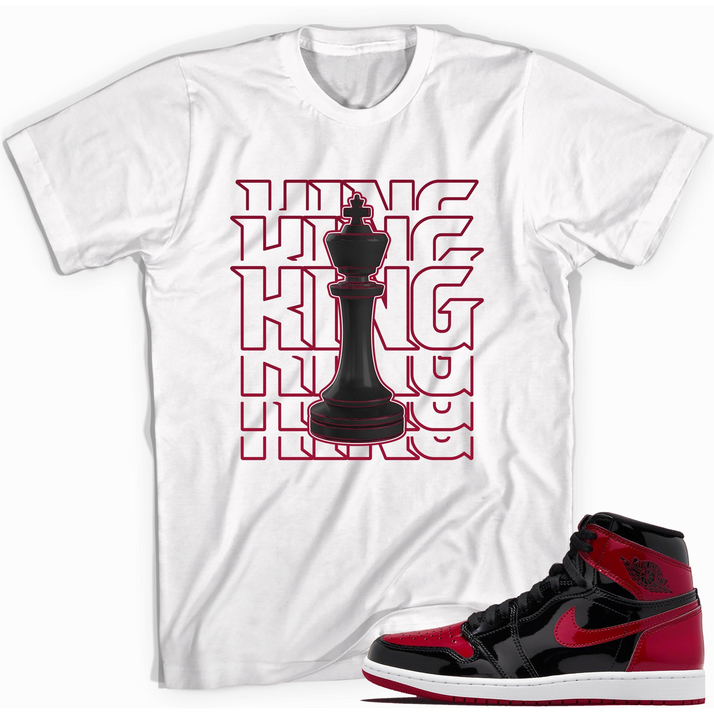 King Chess Shirt AJ 1s Patent Leather Bred Air HOLIDAY 2021 photo