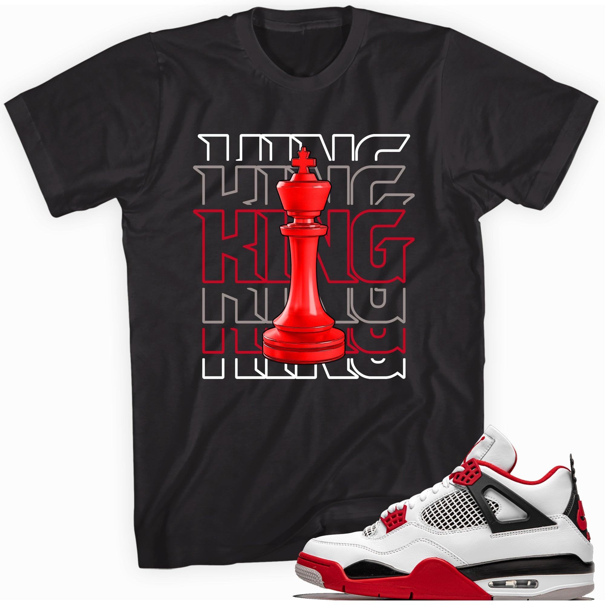 Black King Chess Shirt AJ 4s Fire Red photo