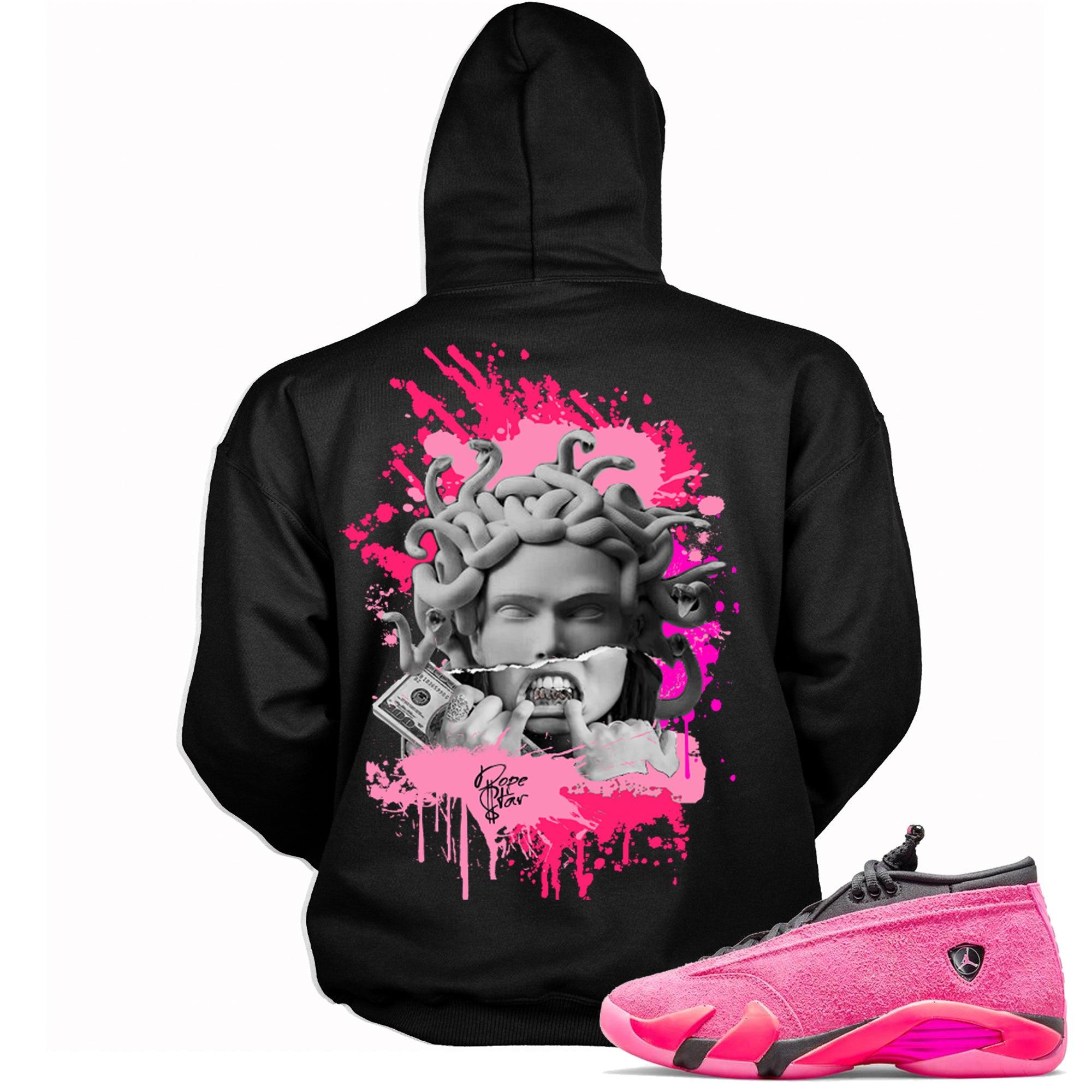 Black Medusa Hoodie Match Air Jordan 14 Low Shocking Pink photo