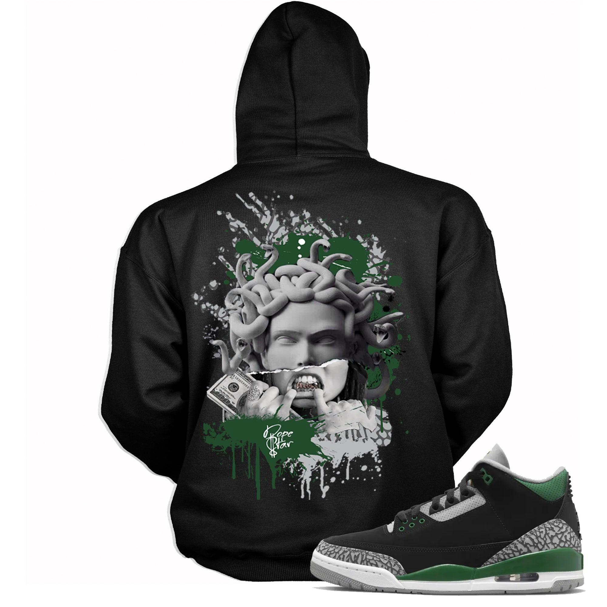 Black Medusa Hoodie Jordan 3s Pine Green photo