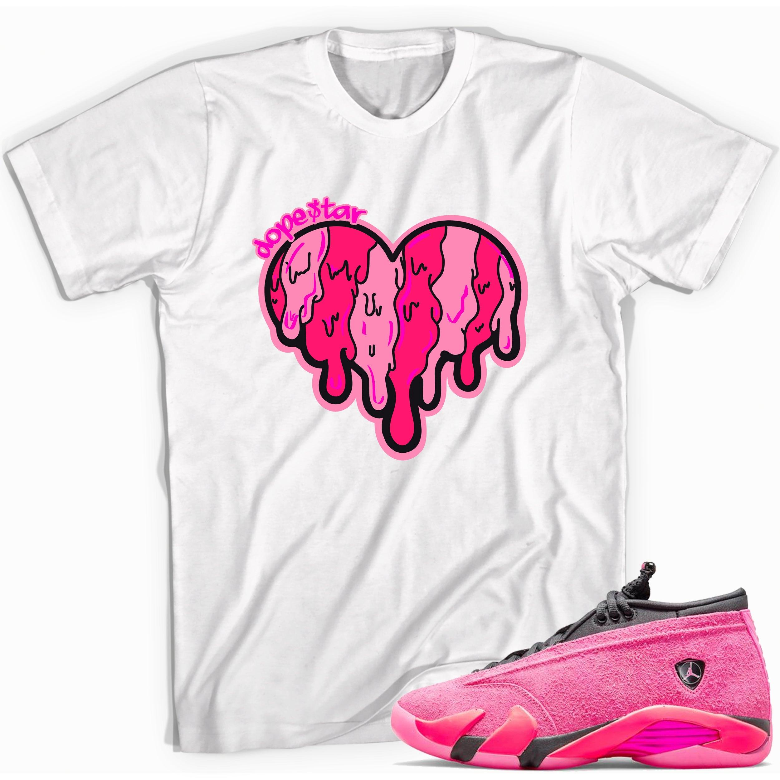 Melting Heart Sneaker Tee AJ 14s Low Shocking Pink photo