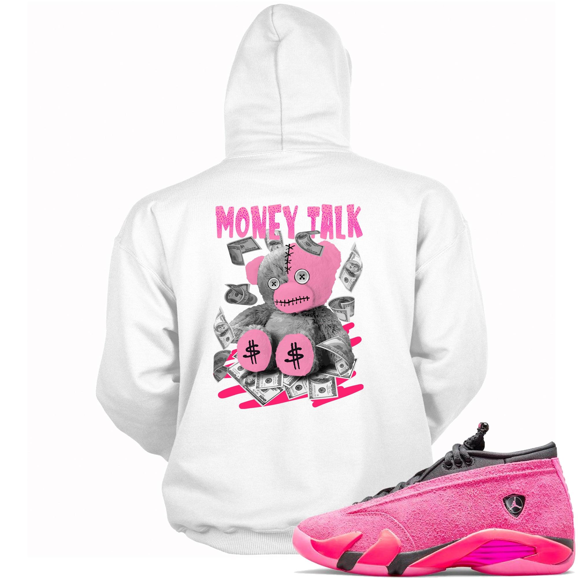 Money Talk Bear Hoodie AJ 14s Low Shocking Pink photo