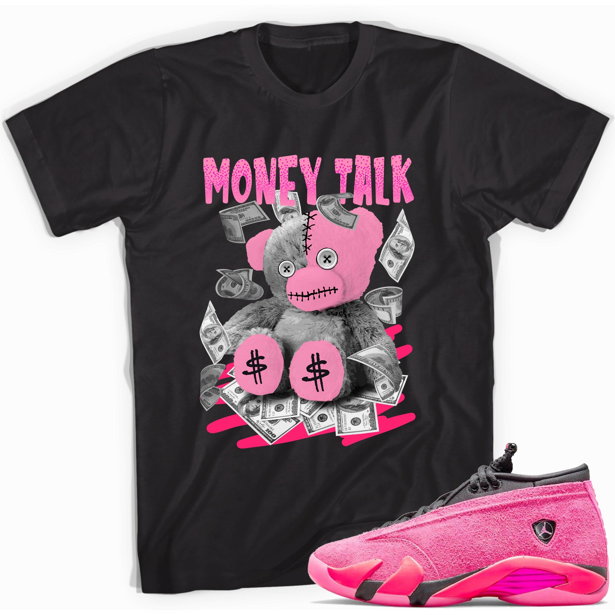 Black Money Talk Shirt Jordan 14s Low Shocking Pink photo