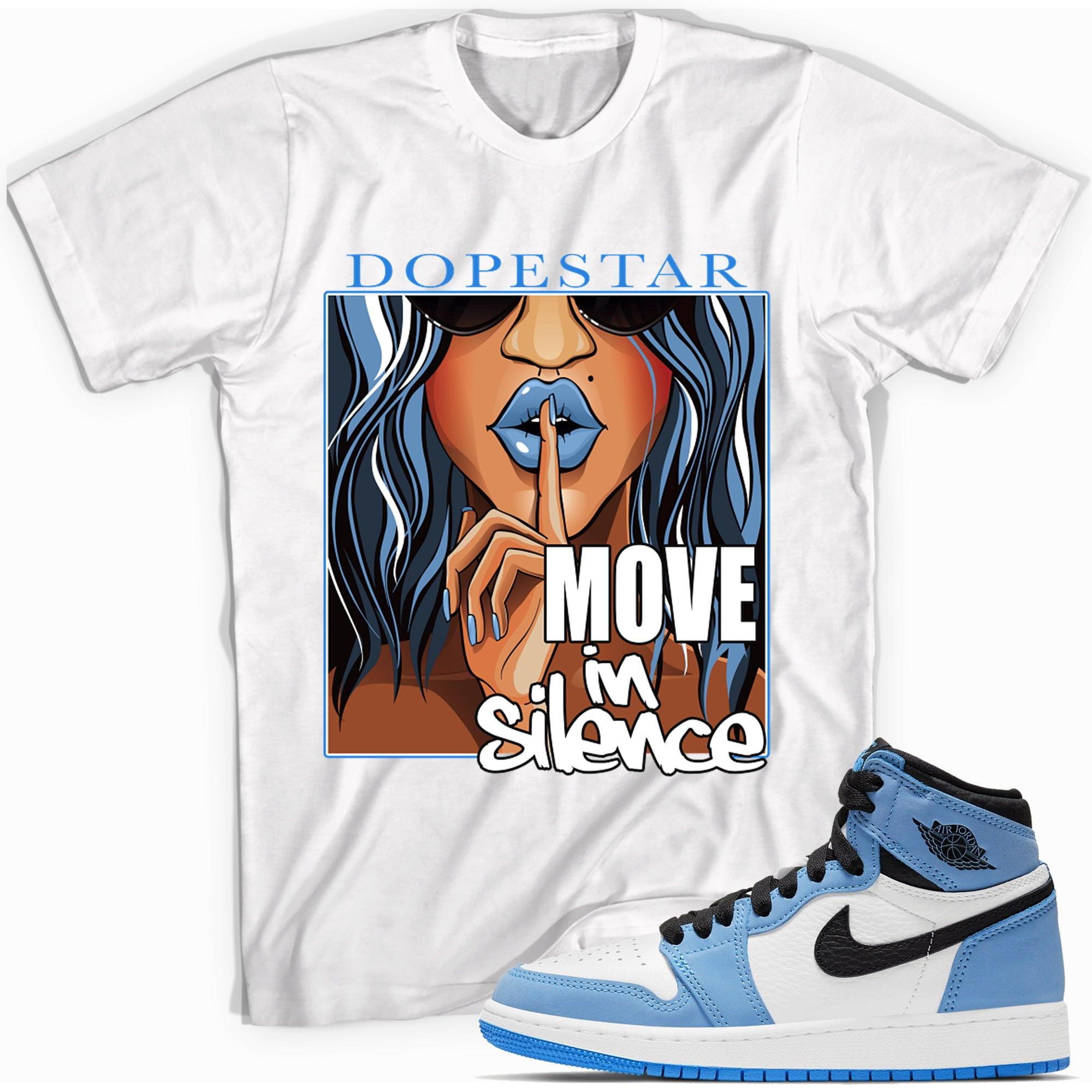 Move In Silence Shirt AJ 1 Retro High White University Blue Black photo