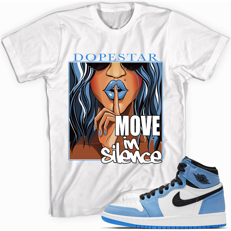 Move In Silence Shirt AJ 1 Retro High White University Blue Black photo