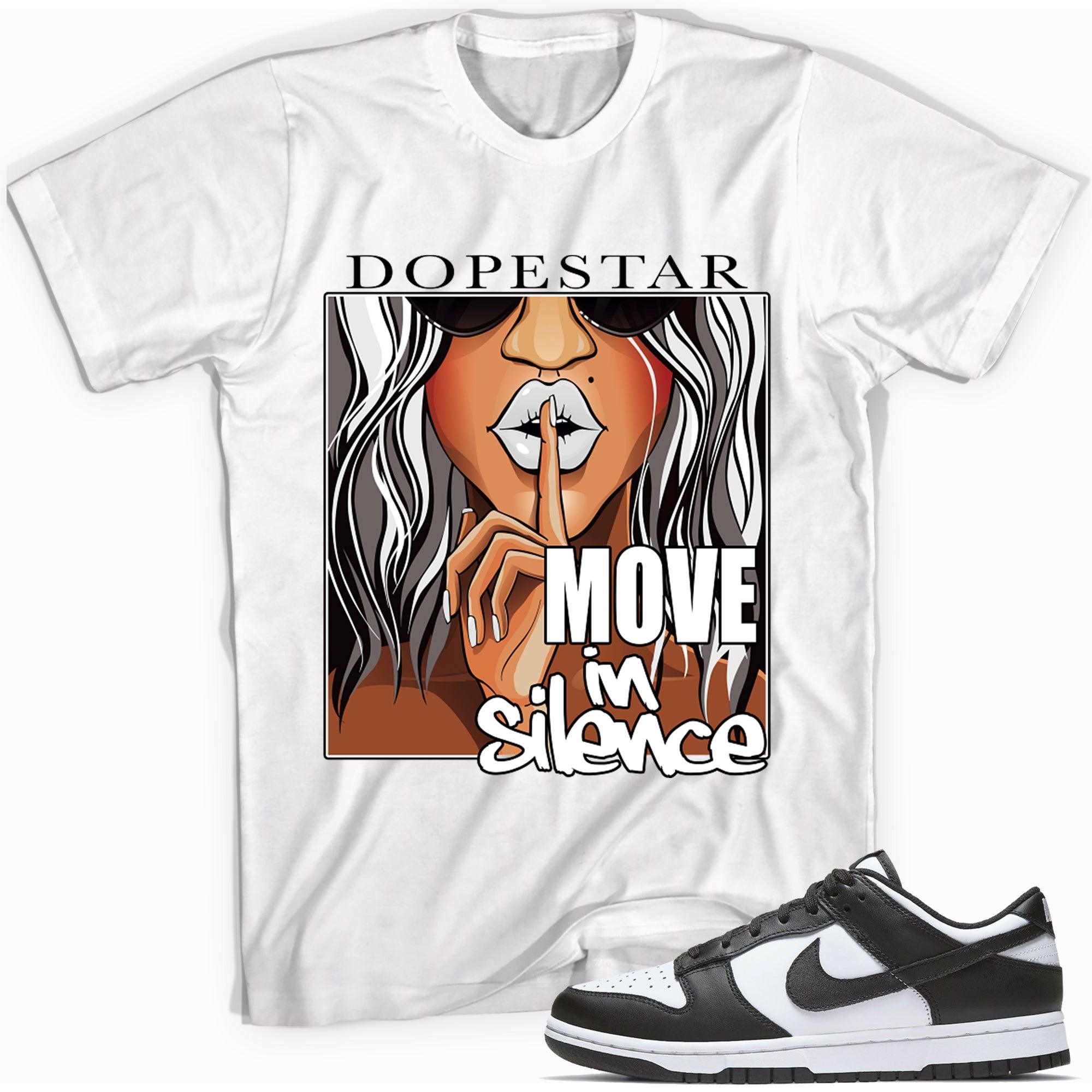 Move In Silence Graphic Tee Nike Dunk Low Retro White Black photo