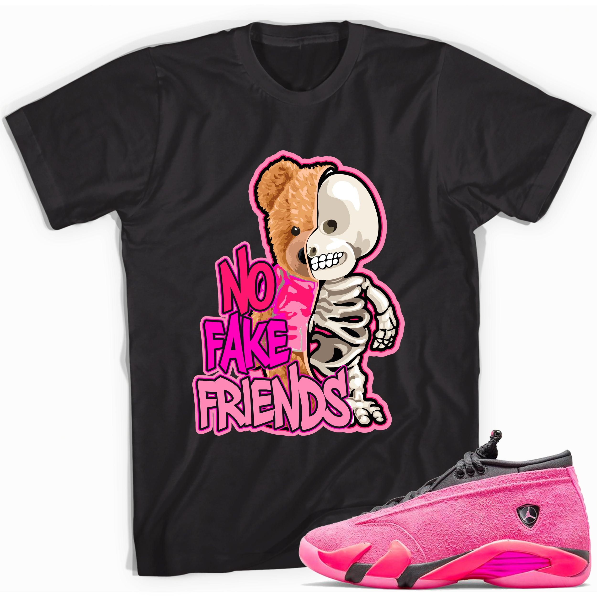 Black No Fake Friends Shirt Jordan 14s Low Shocking Pink photo
