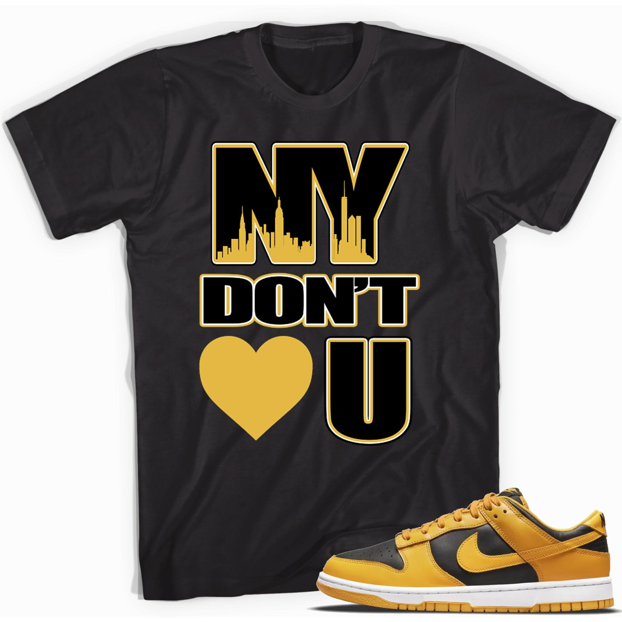 NY Don't Love You Shirt Nike Dunk Low Goldenrod photo