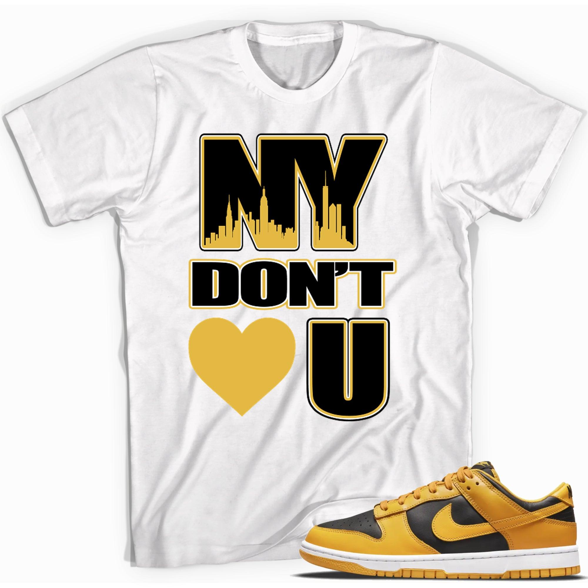 NY Don't Love You Sneaker Tee Nike Dunk Low Goldenrod photo