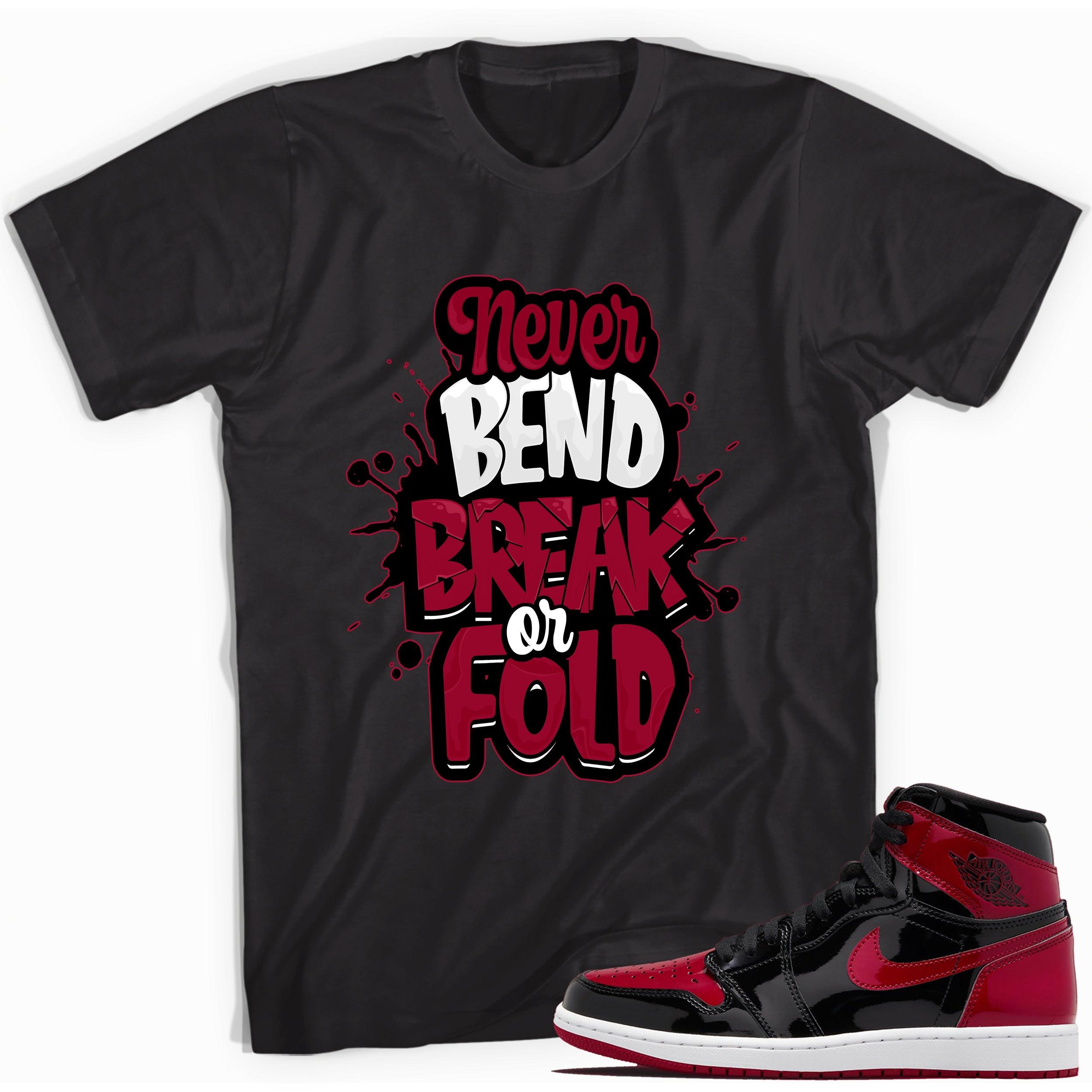 Black Never Bend Shirt for Jordan 1s Bred Patent photo