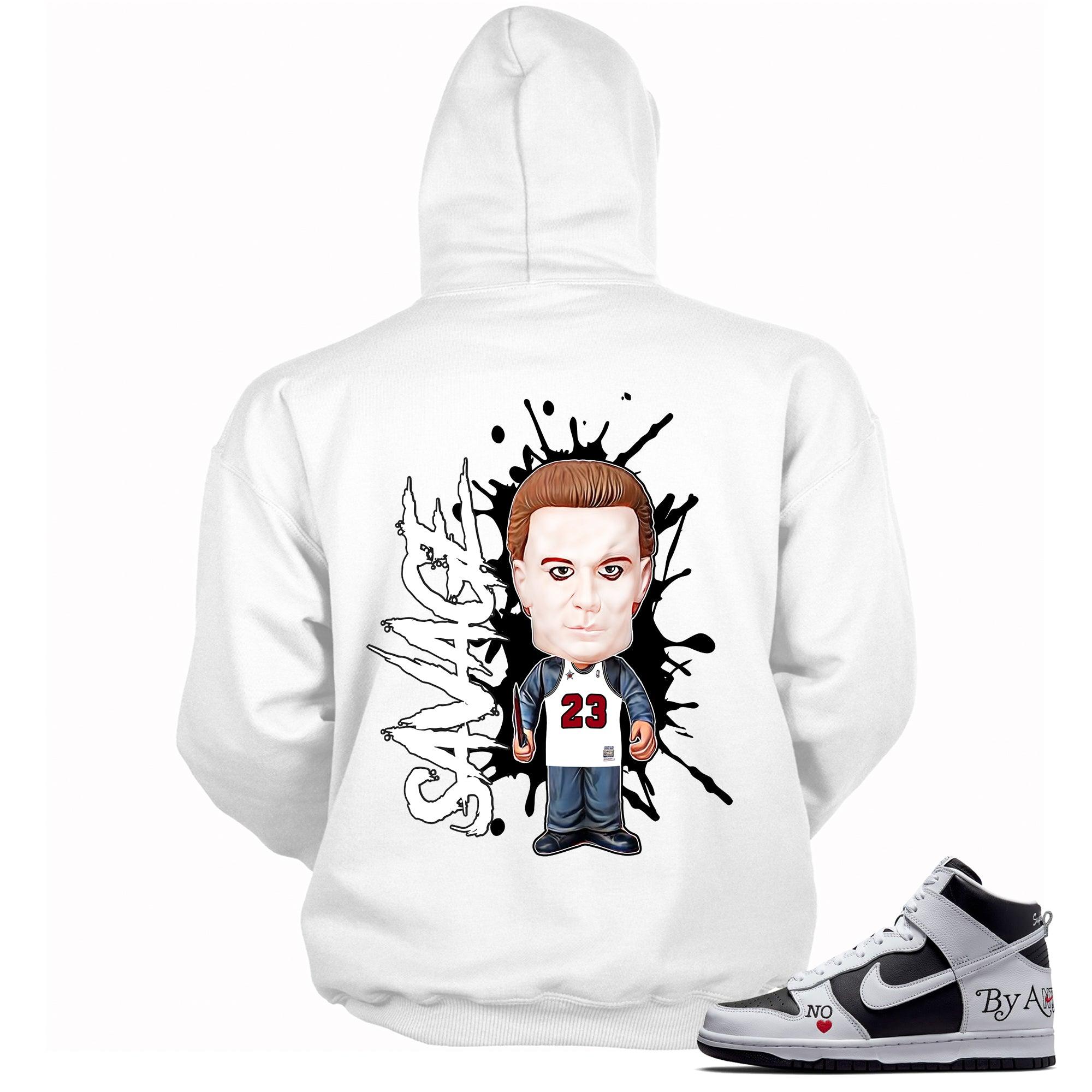 White Savage Hoodie High Supreme By Any Means Black photo