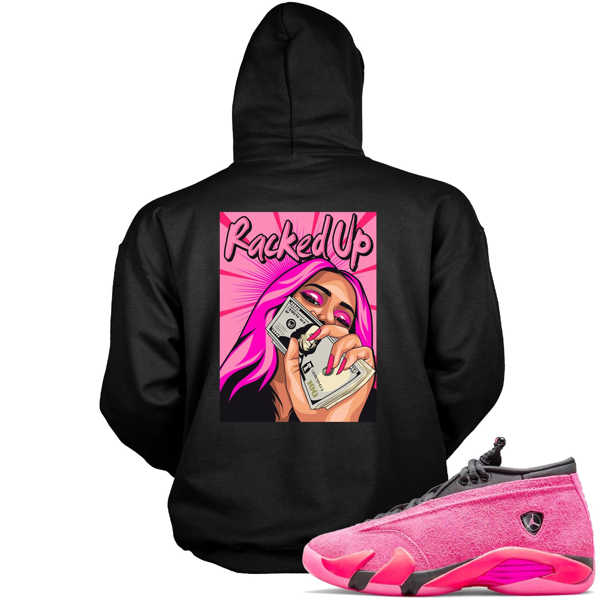 Black Racked Up Hoodie Jordan 14s Low Shocking Pink photo