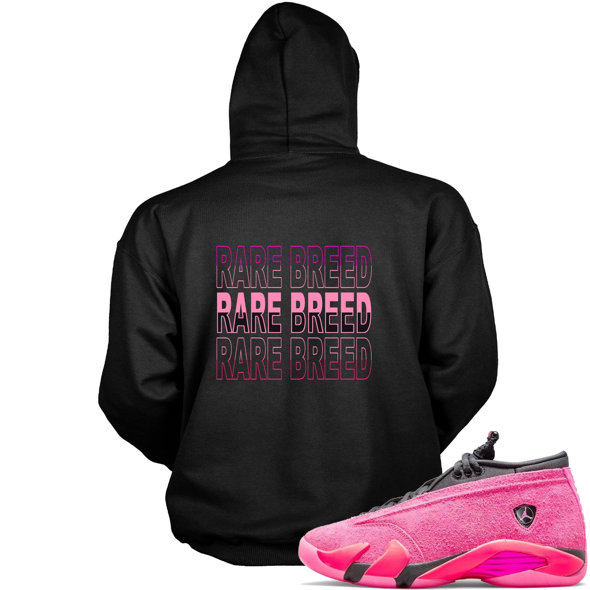 Black Rare Breed Hoodie Jordan 14s Low Shocking Pink photo