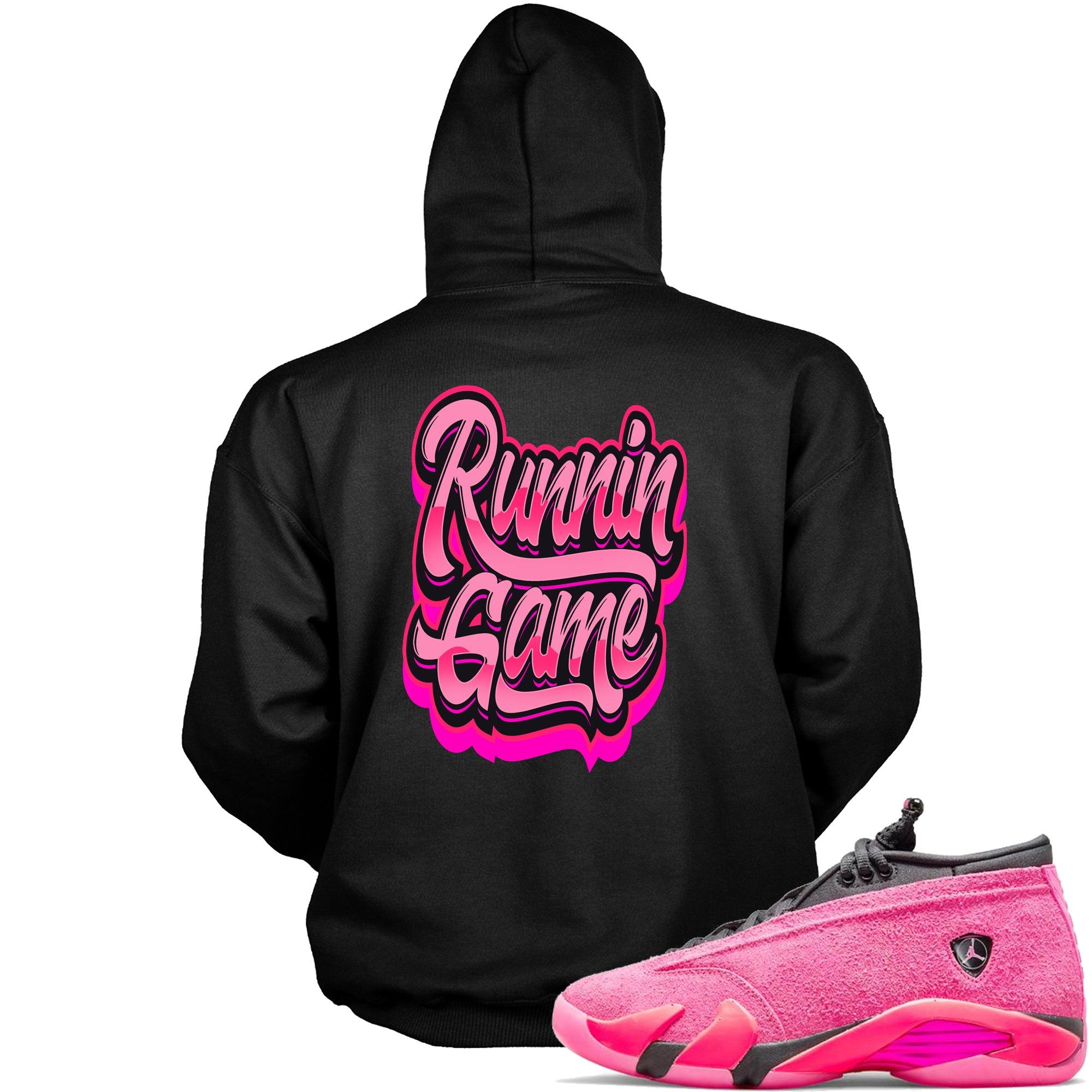 Black Runnin Game Hoodie AJ 14s Low Shocking Pink photo