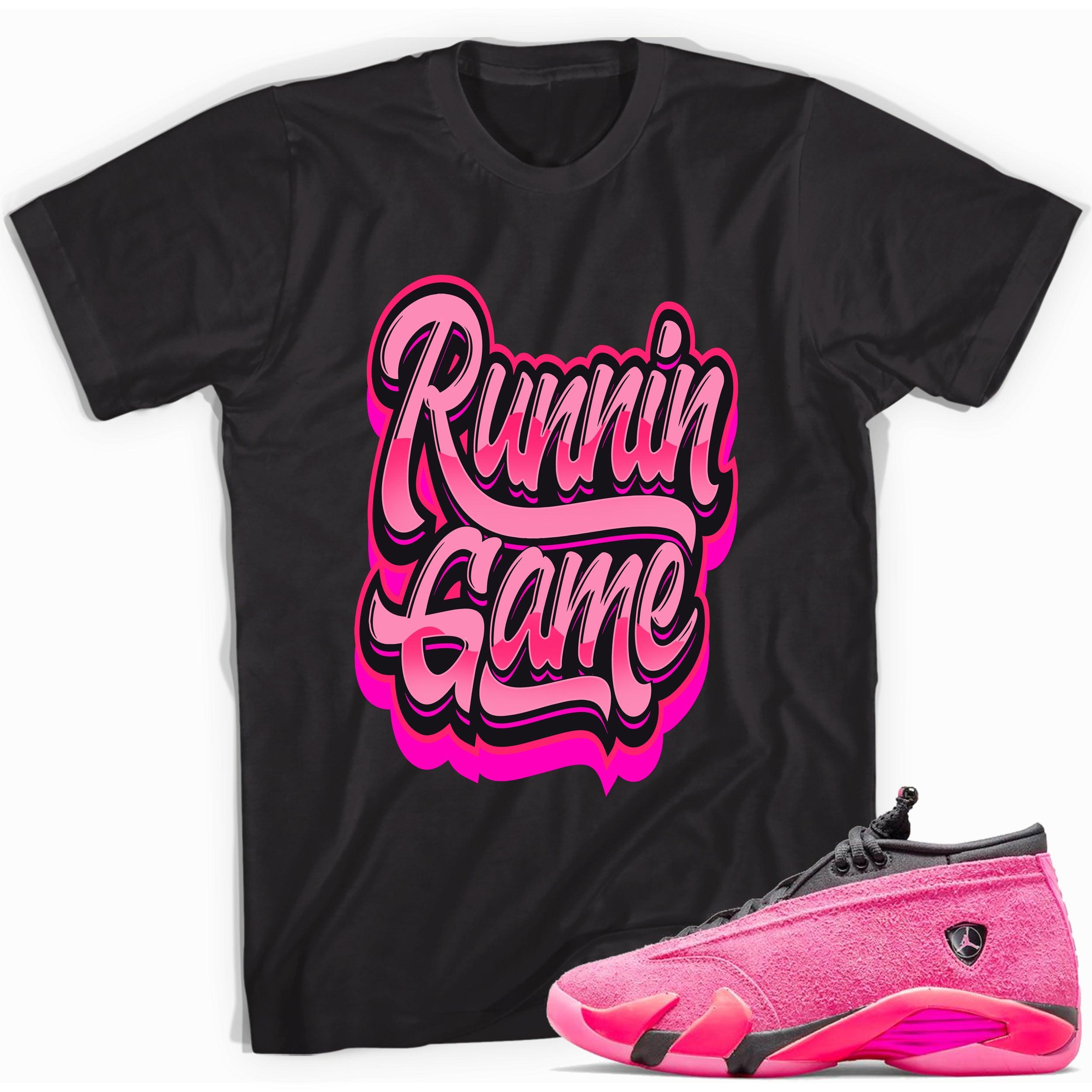 Black Runnin Game Shirt AJ 14s Low Shocking Pink photo
