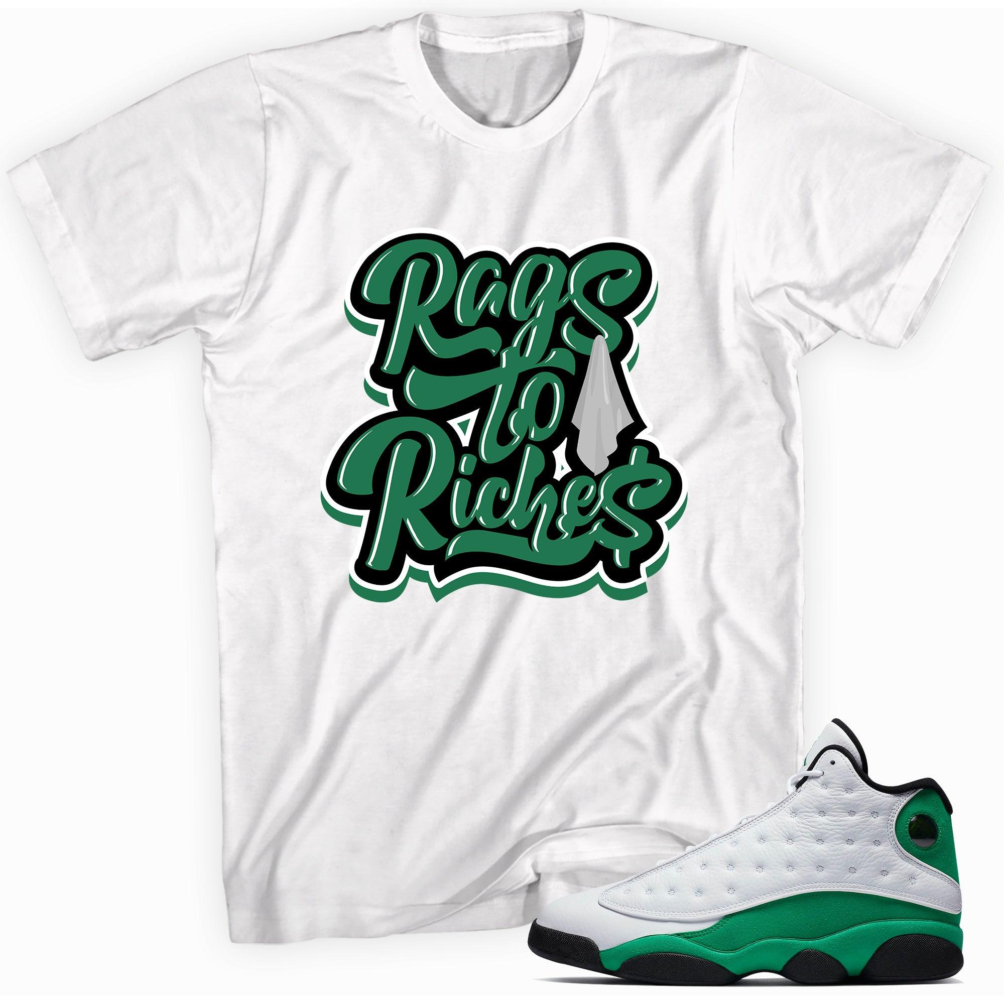 Rags To Riches Sneaker Tee AJ 13 LUCKY GREEN photo