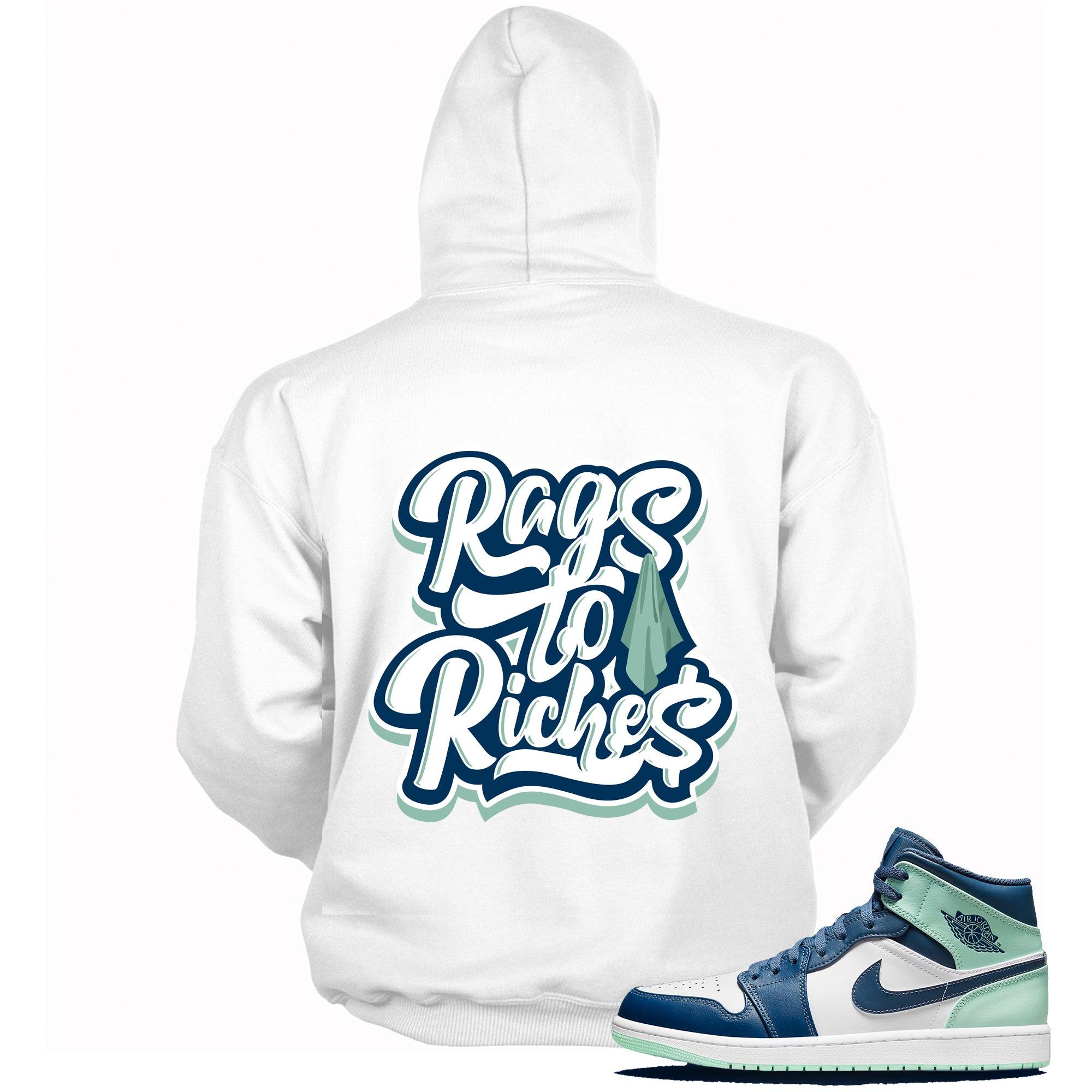 Rags To Riches Hoodie AJ 1 Mid Mystic Navy Mint Foam photo