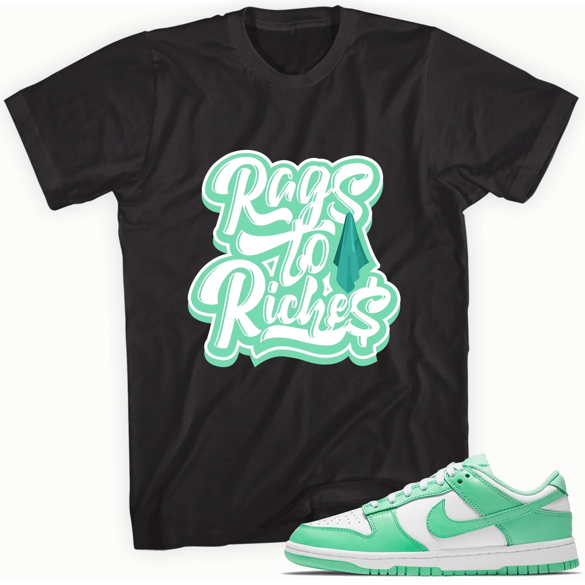 Rags To Riches Sneaker Tee Nike Dunk Low Green Glow photo