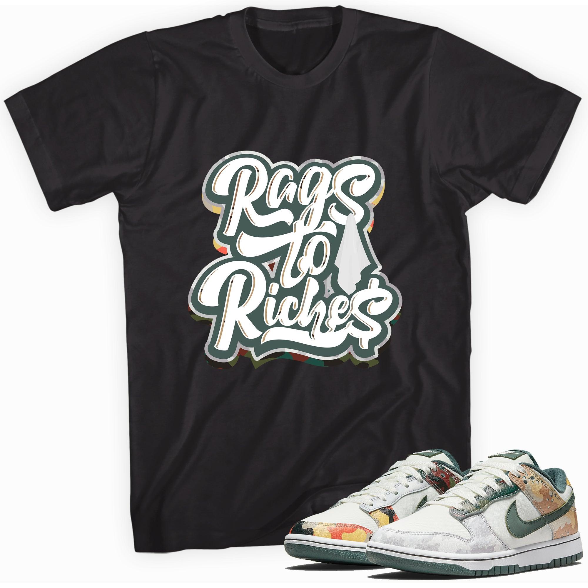 Rags To Riches Low Sail Multi Camo Dunks Shirt photo