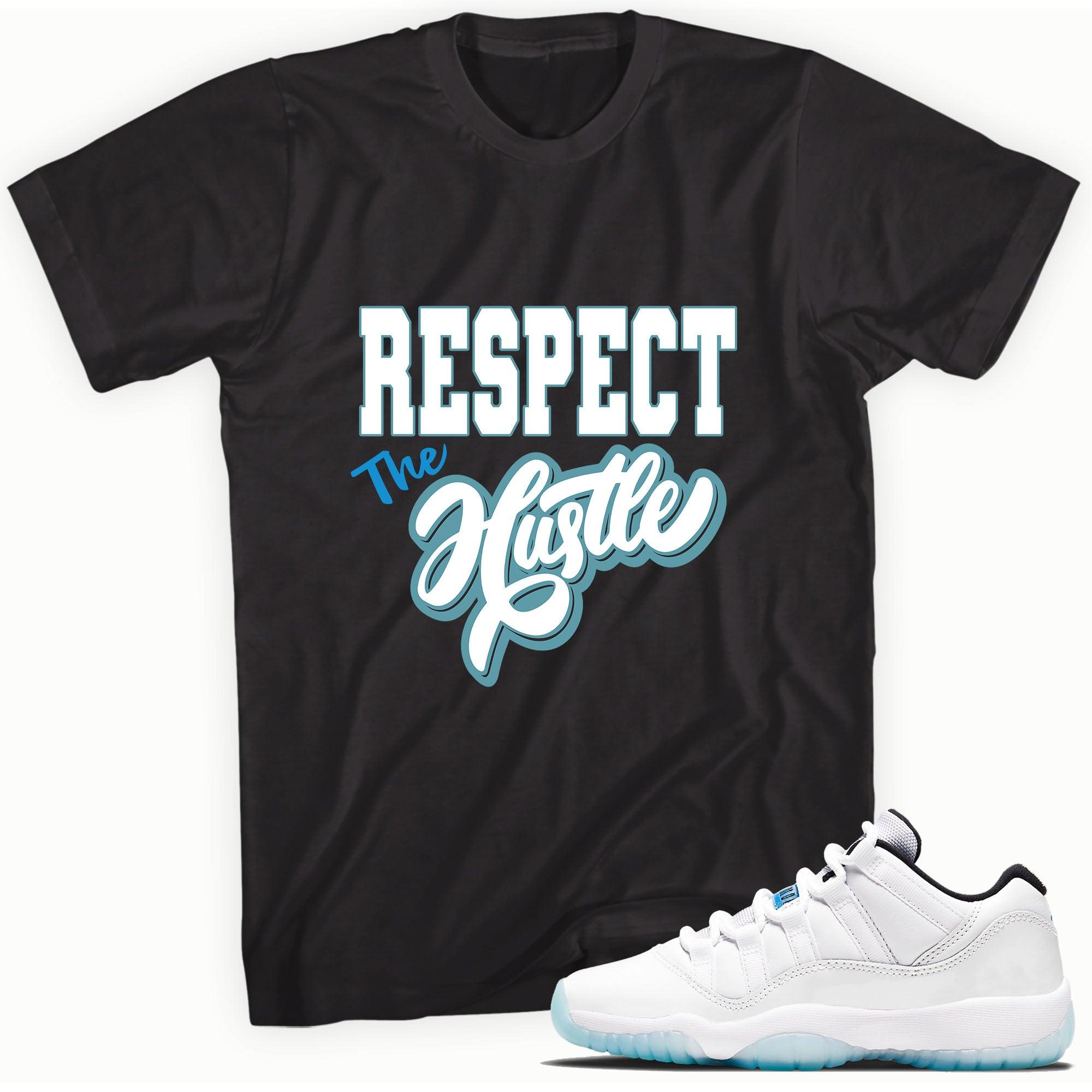Black Respect the Hustle Shirt AJ 11s Retro Low Legend Blue photo