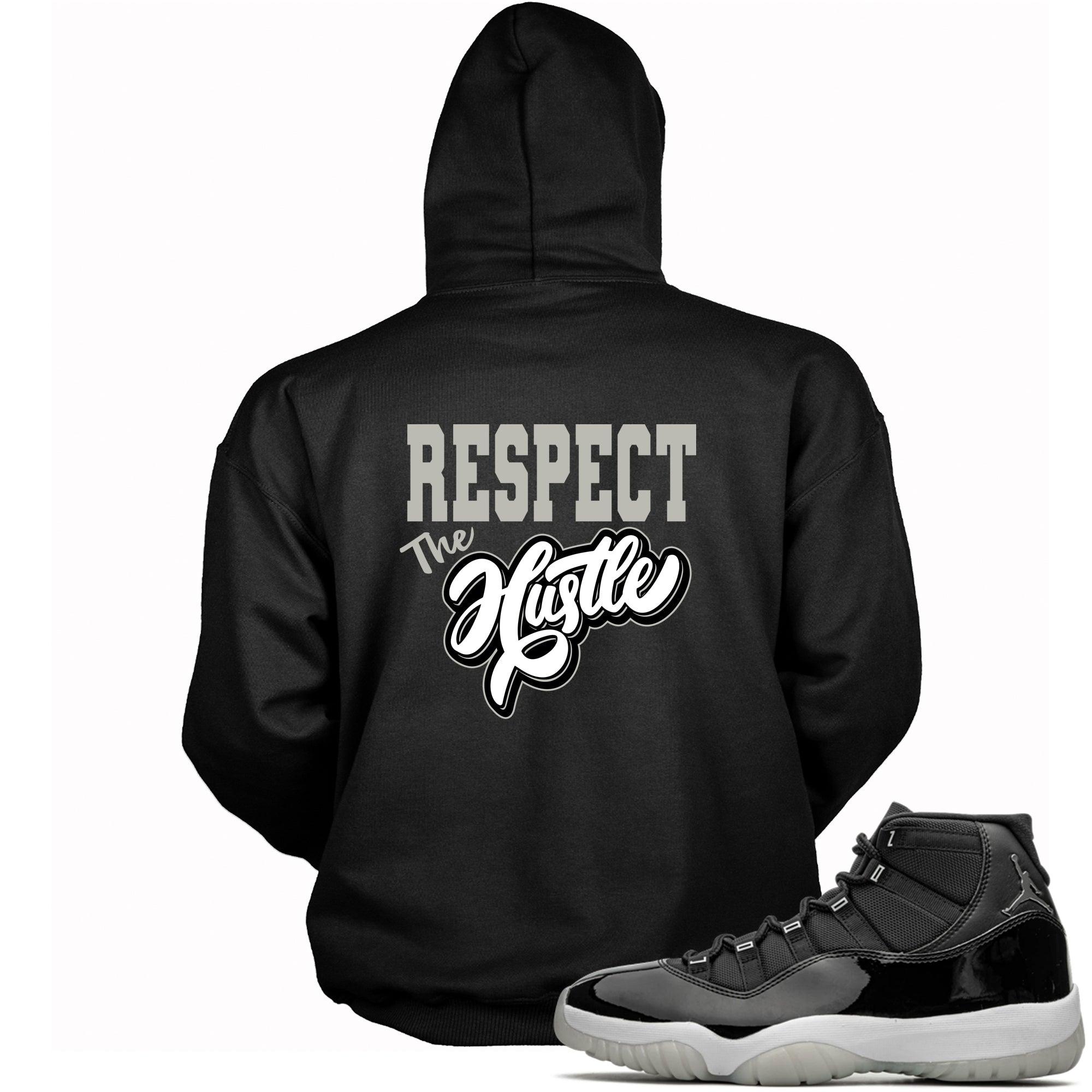 Black Respect The Hustle Hoodie AJ 11s Retro Jubilee photo