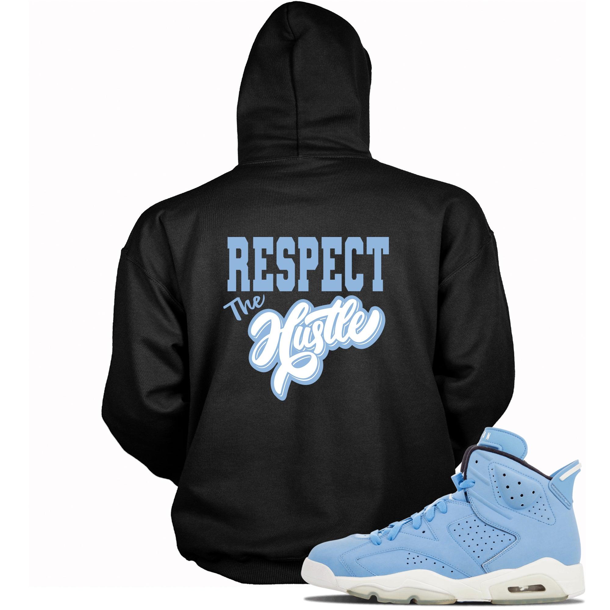 Black Respect The Hustle Hoodie AJ 6s Retro GG Still Blue photo