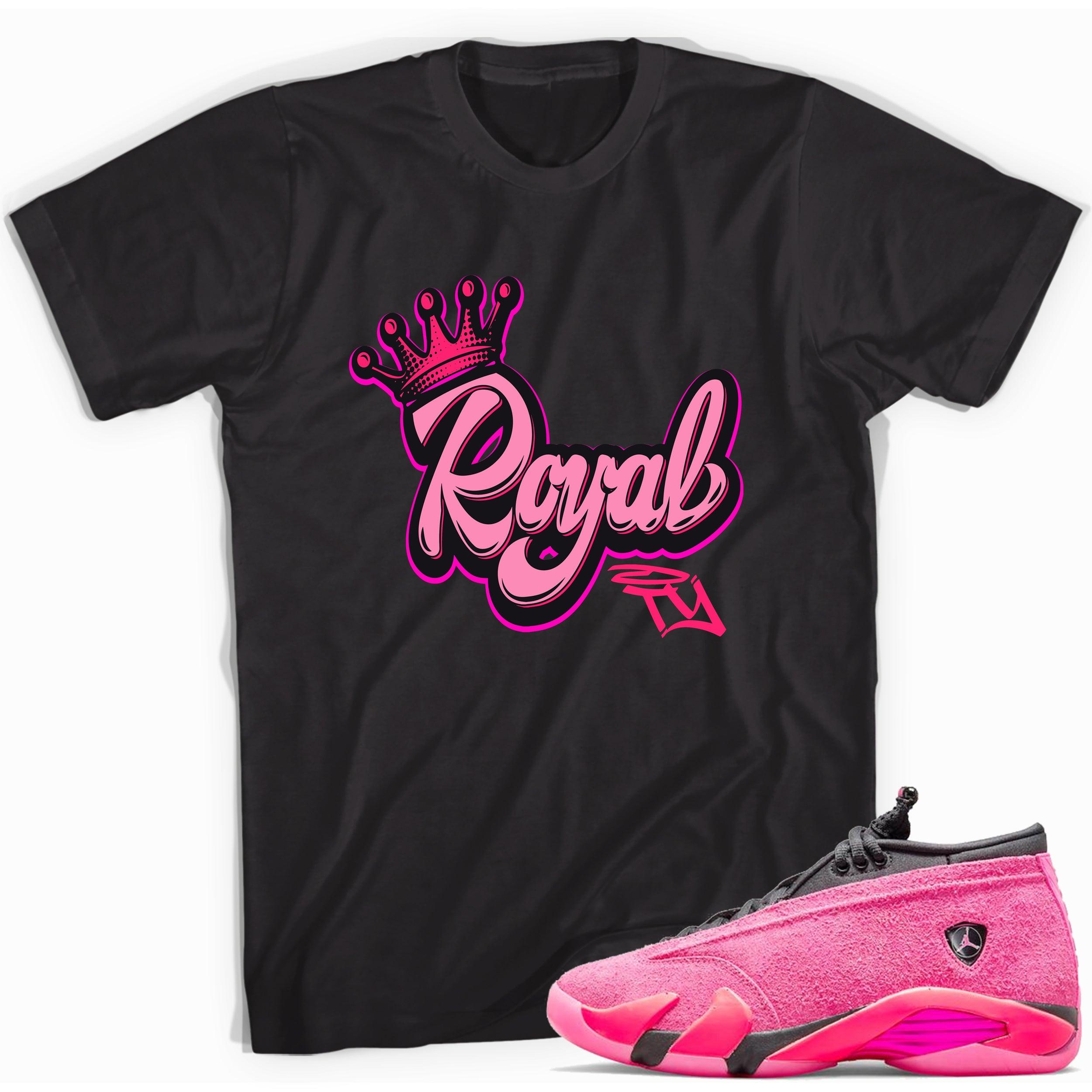 Black Royalty Shirt Jordan 14s Low Shocking Pink photo