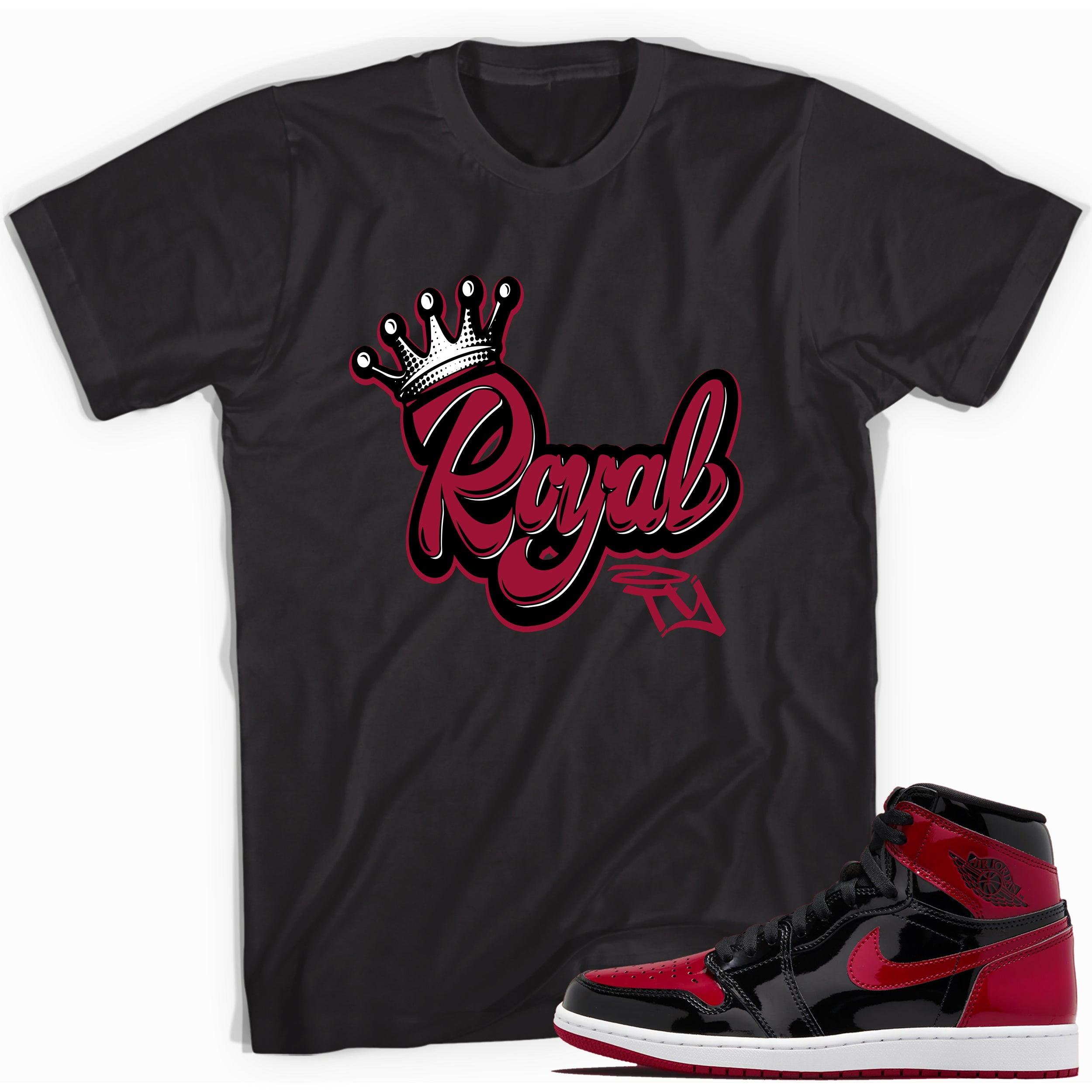 Black Royalty Sneaker Shirt for Jordan 1s Bred Patent photo