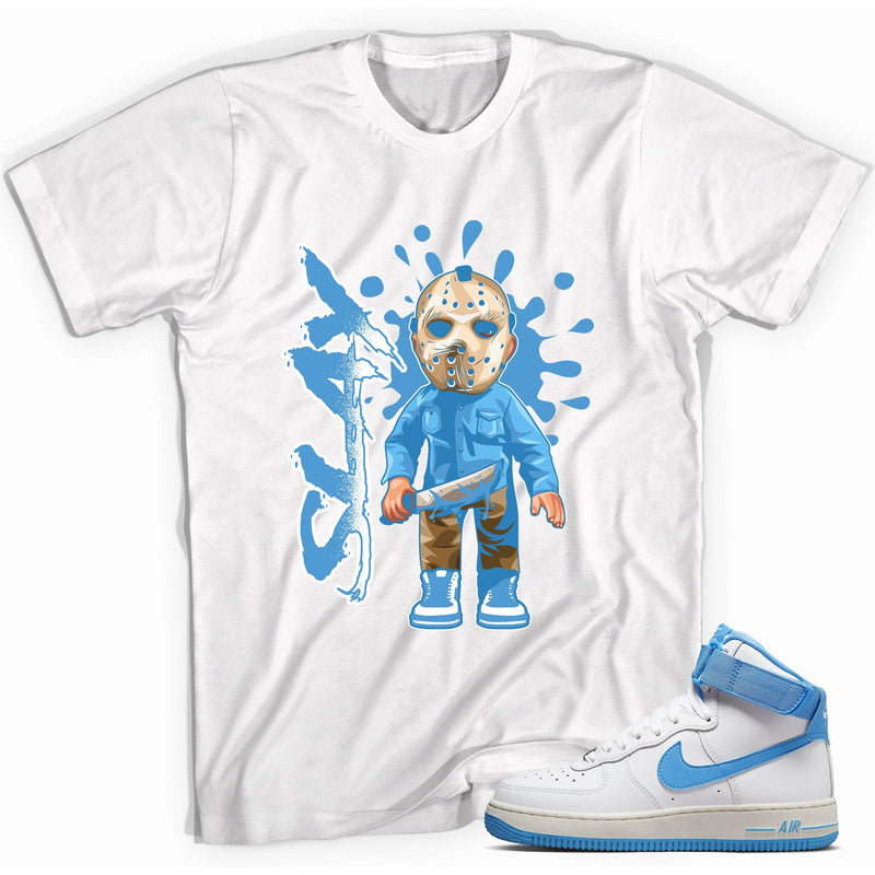 Friday the 13th Shirt Nike Air Force 1 High White University Blue photo
