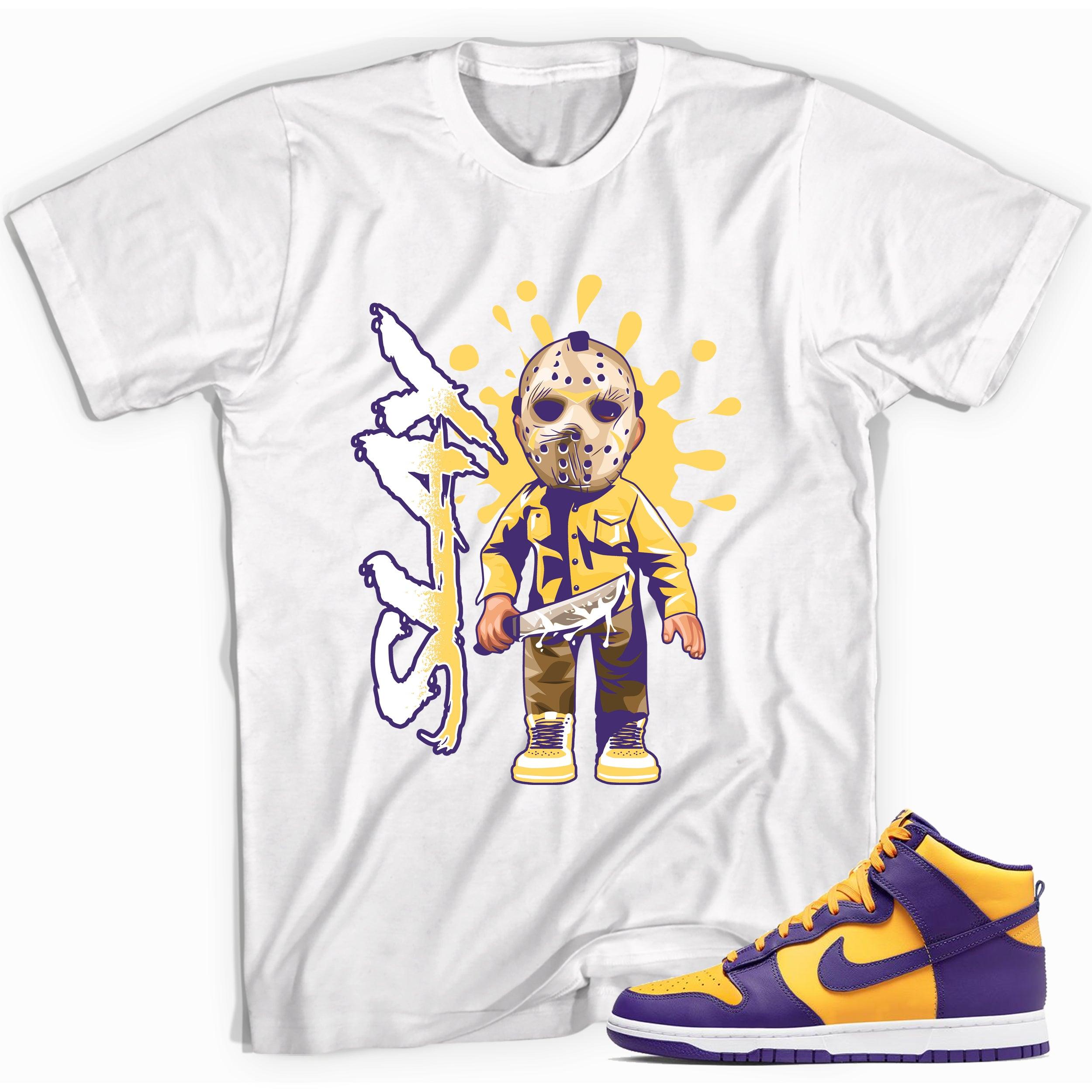 White Slay Shirt Nike Dunk High Lakers photo