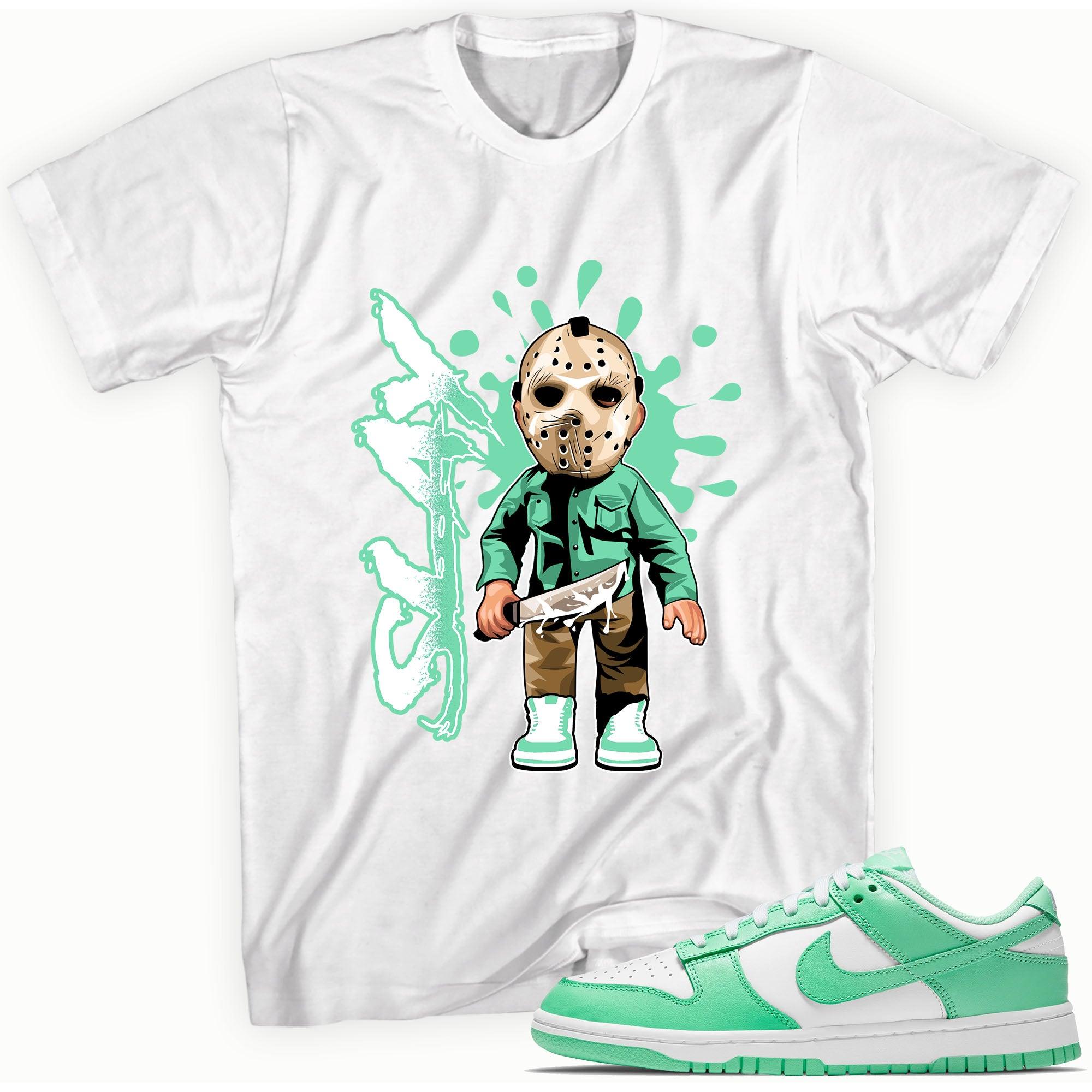 White Slay Sneaker Shirt for Nike Dunk Low Green Glow photo