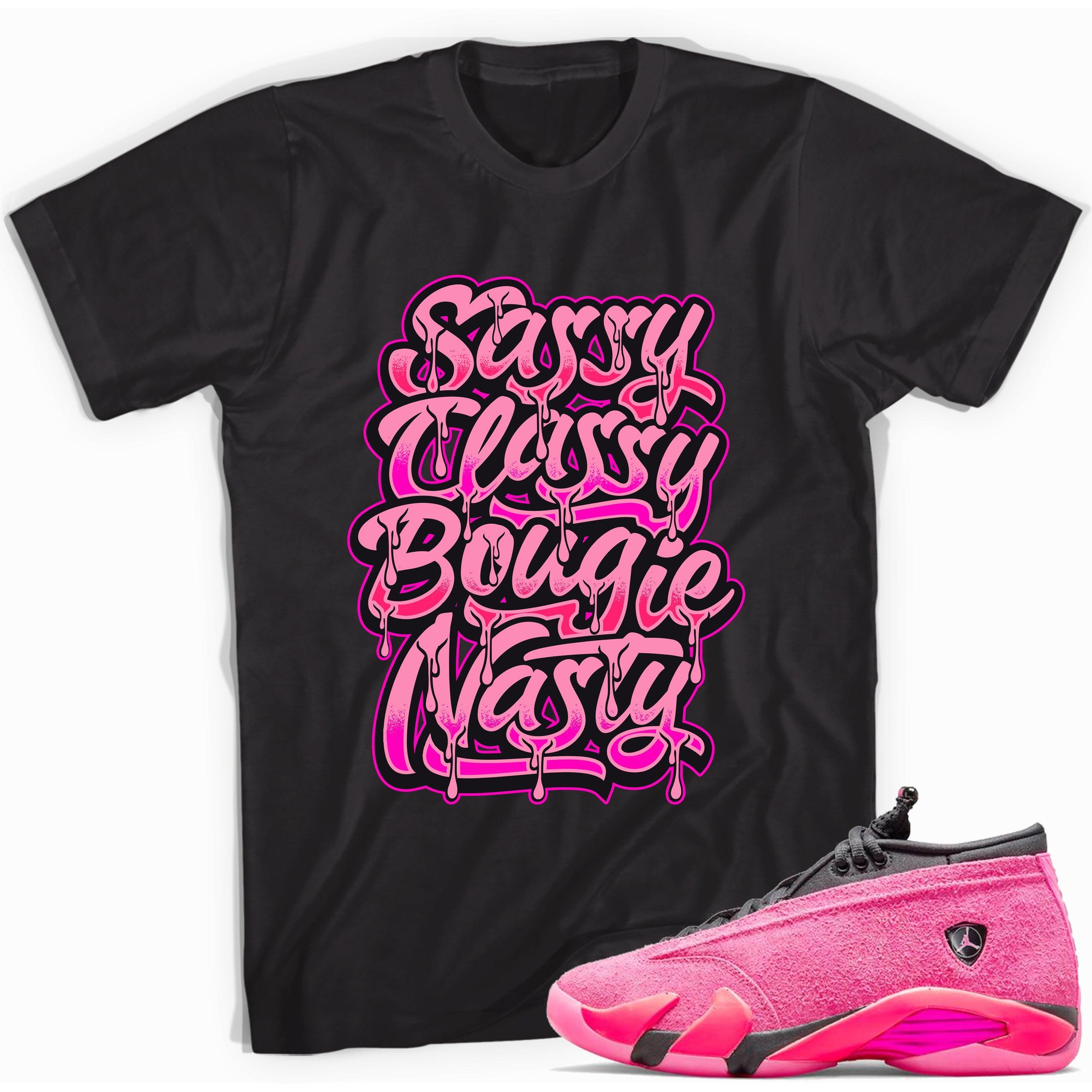 Black Sassy Classy Shirt Jordan 14s Low Shocking Pink photo