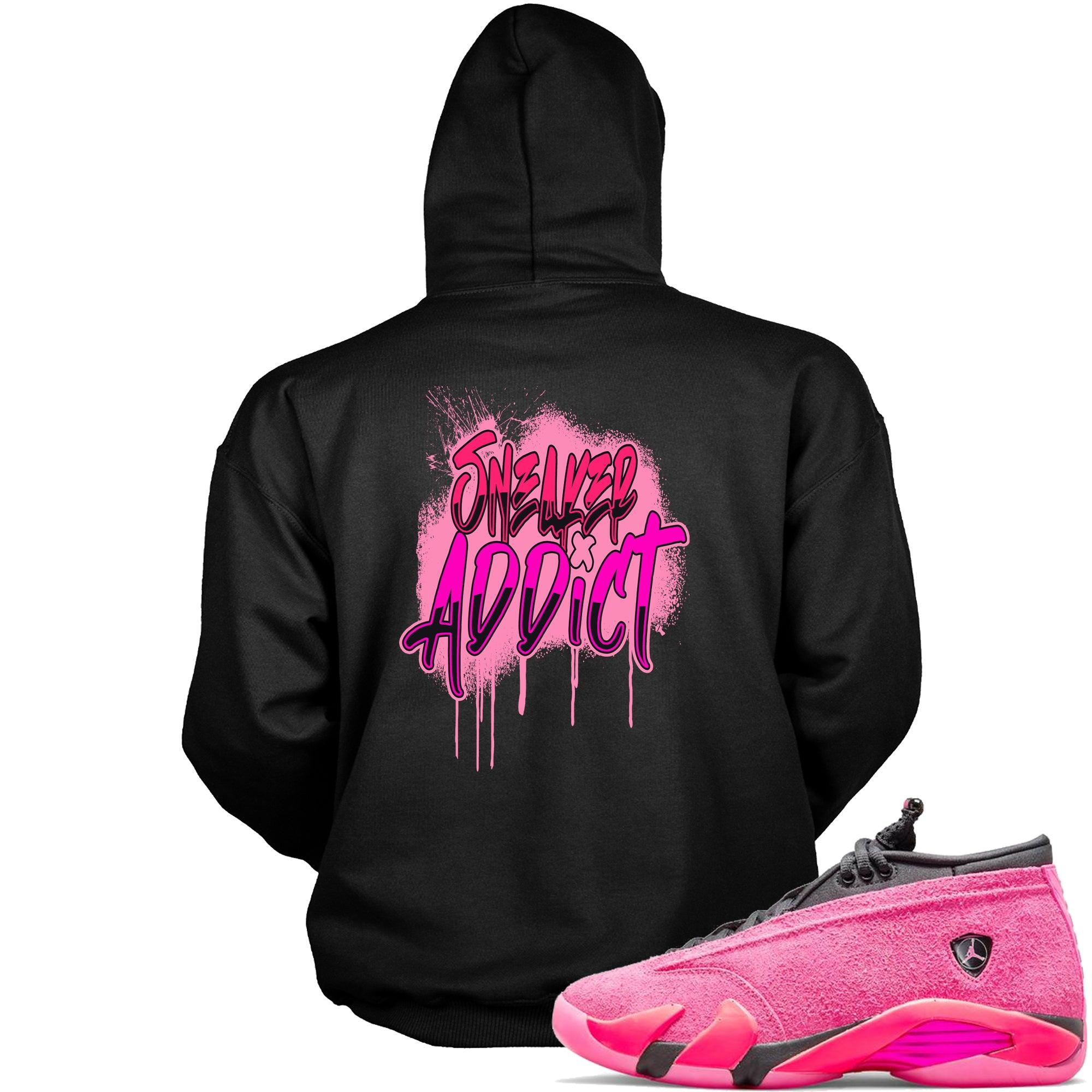 Black Sneaker Addict Hoodie AJ 14 Low Shocking Pink photo