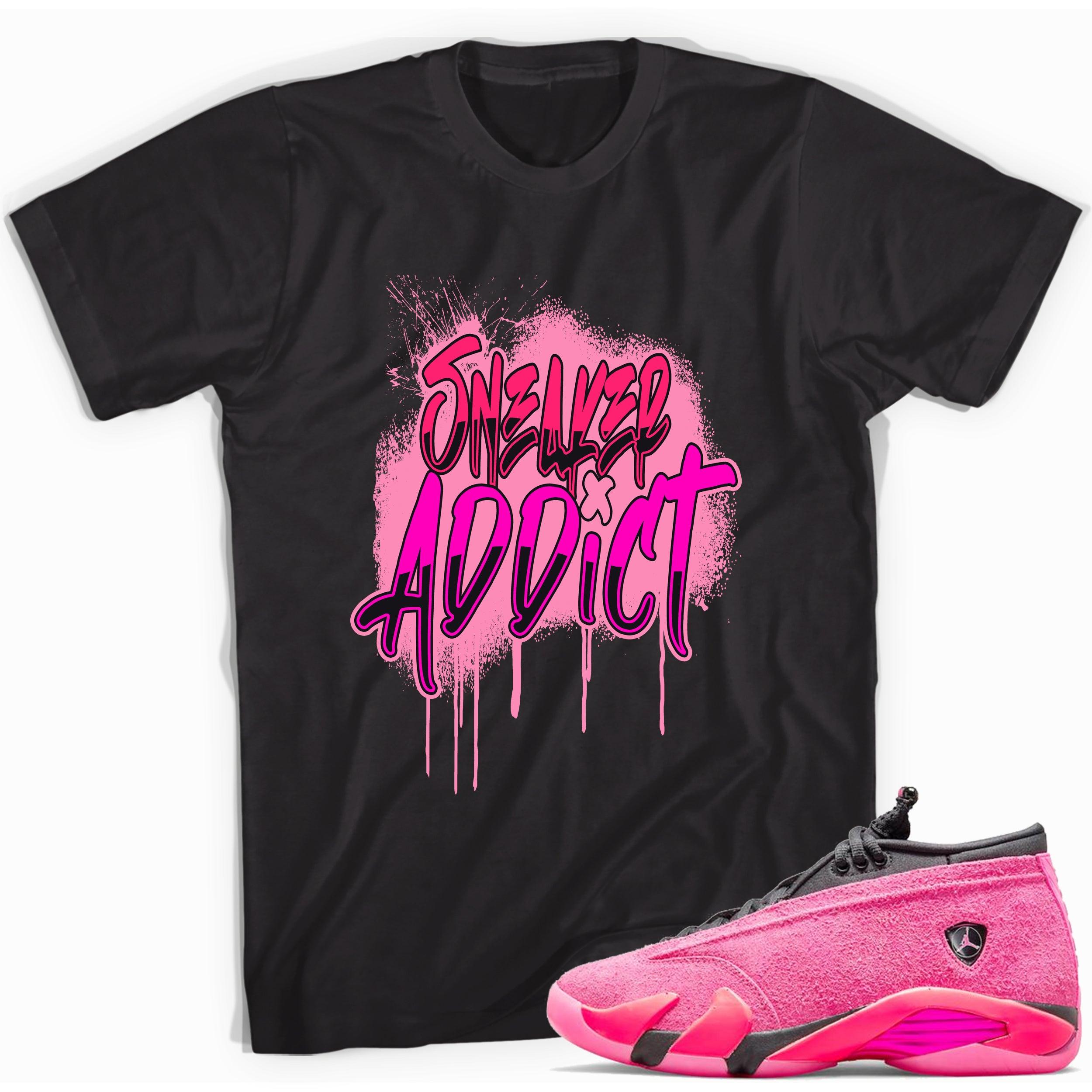 Black Sneaker Addict Shirt Jordan 14 Low Shocking Pink photo