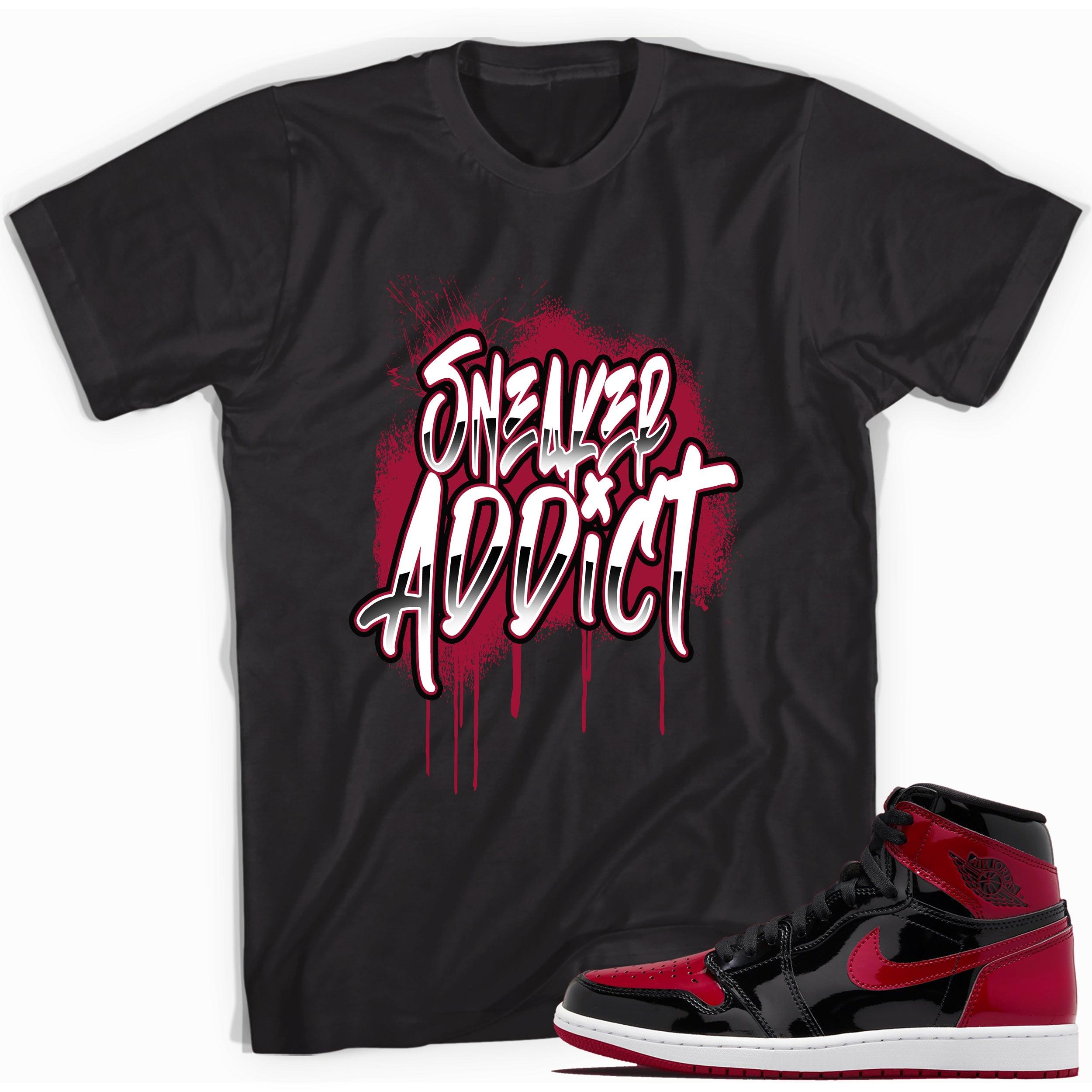 Black Sneaker Addict Shirt for Jordan 1s Bred Patent photo