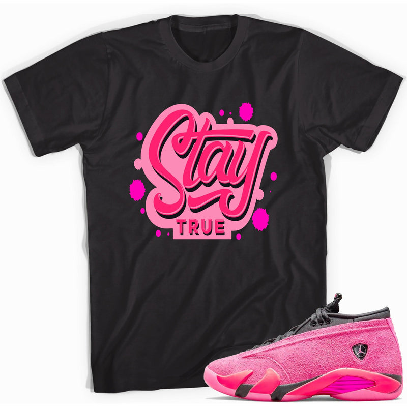 Black Stay True Shirt Jordan 14 Low Shocking Pink photo