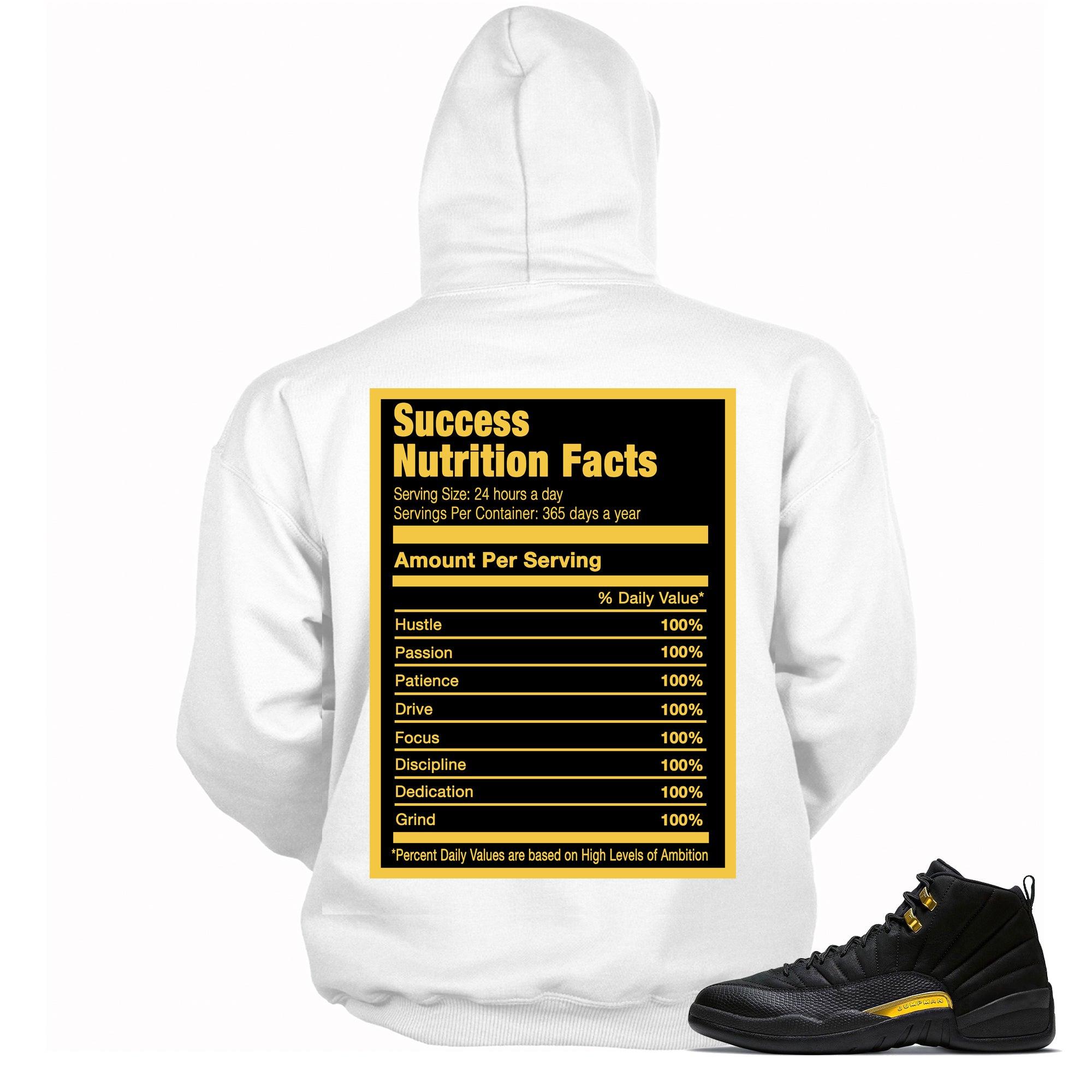 Success Nutrition Facts Hoodie AJ 12 Black Taxi Sneakers photo