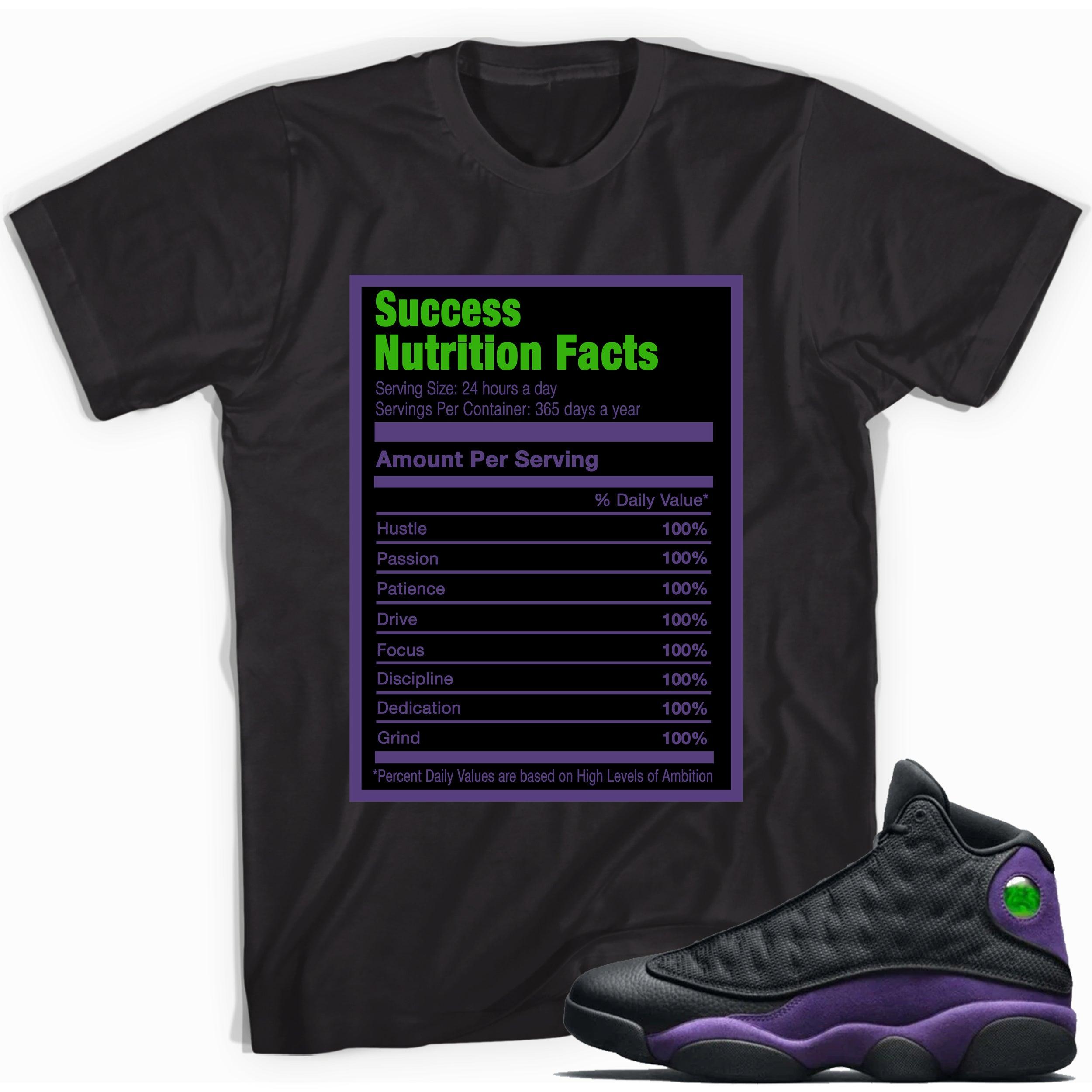 Success Nutrition Facts Sneaker Tee AJ 13 Court Purple photo
