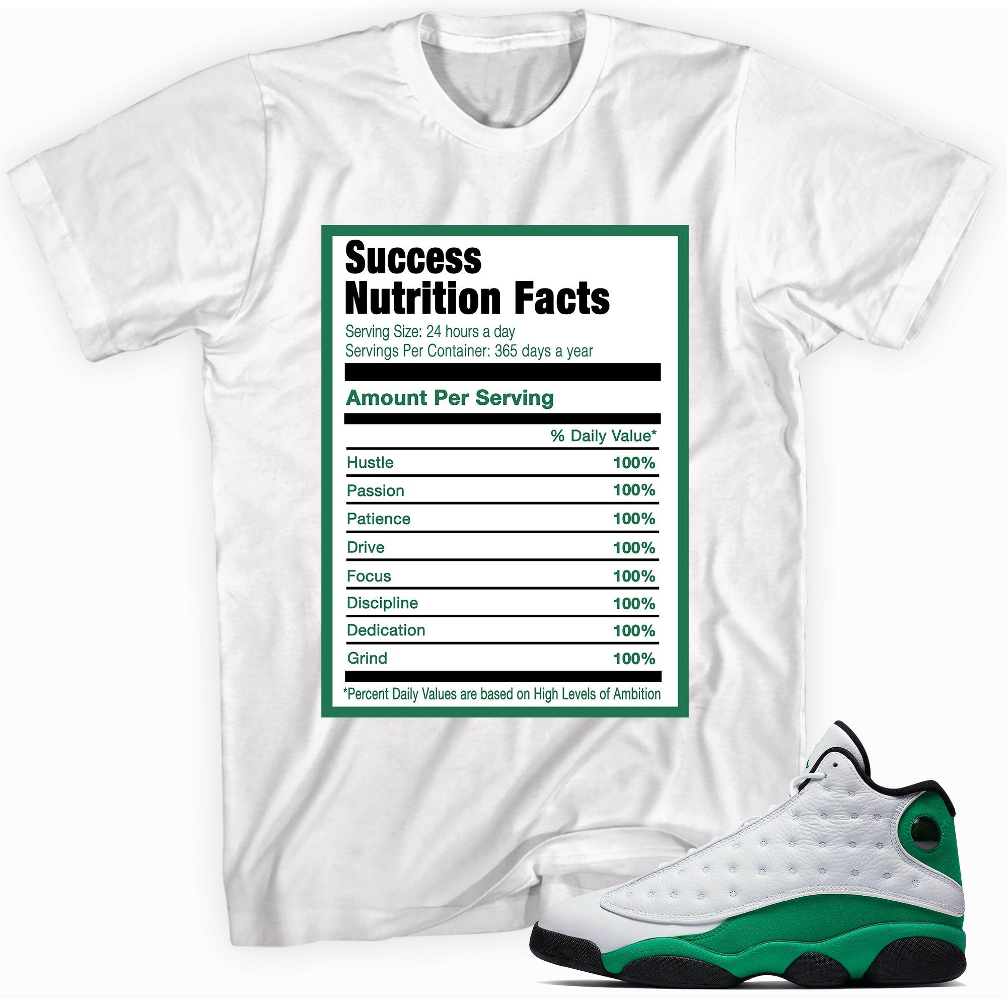 Success Nutrition Facts Sneaker Tee AJ 13 Lucky Green photo