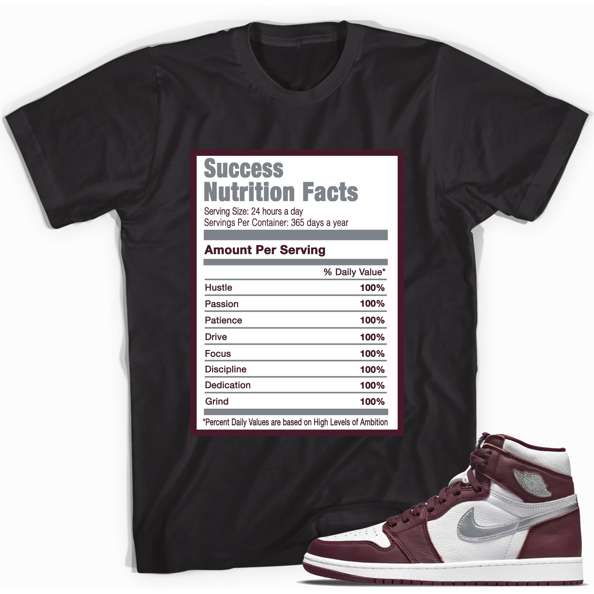 Success Nutrition Facts Sneaker Tee AJ 1 Bordeaux photo