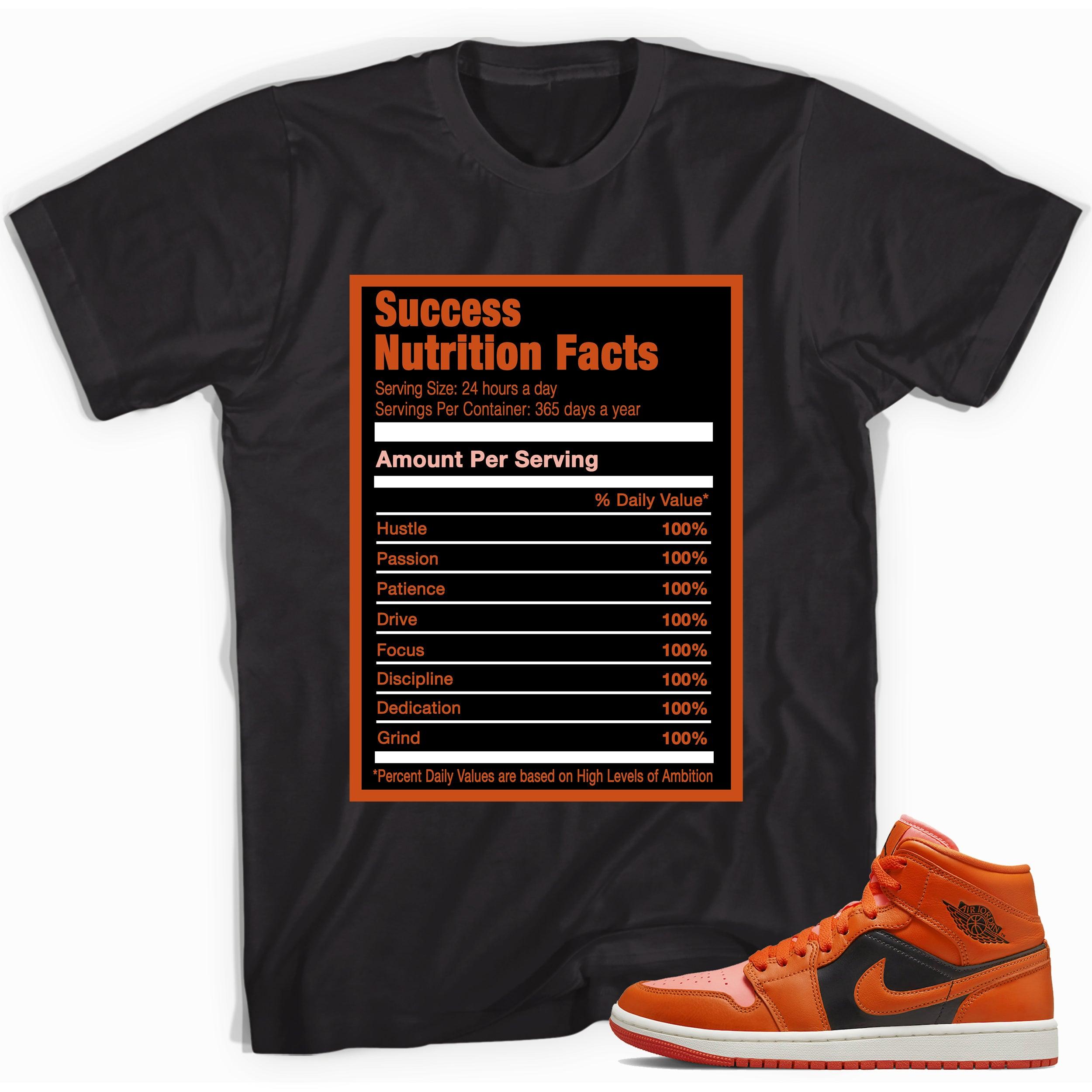 Success Nutrition Facts Shirt AJ 1 Mid Orange Black photo