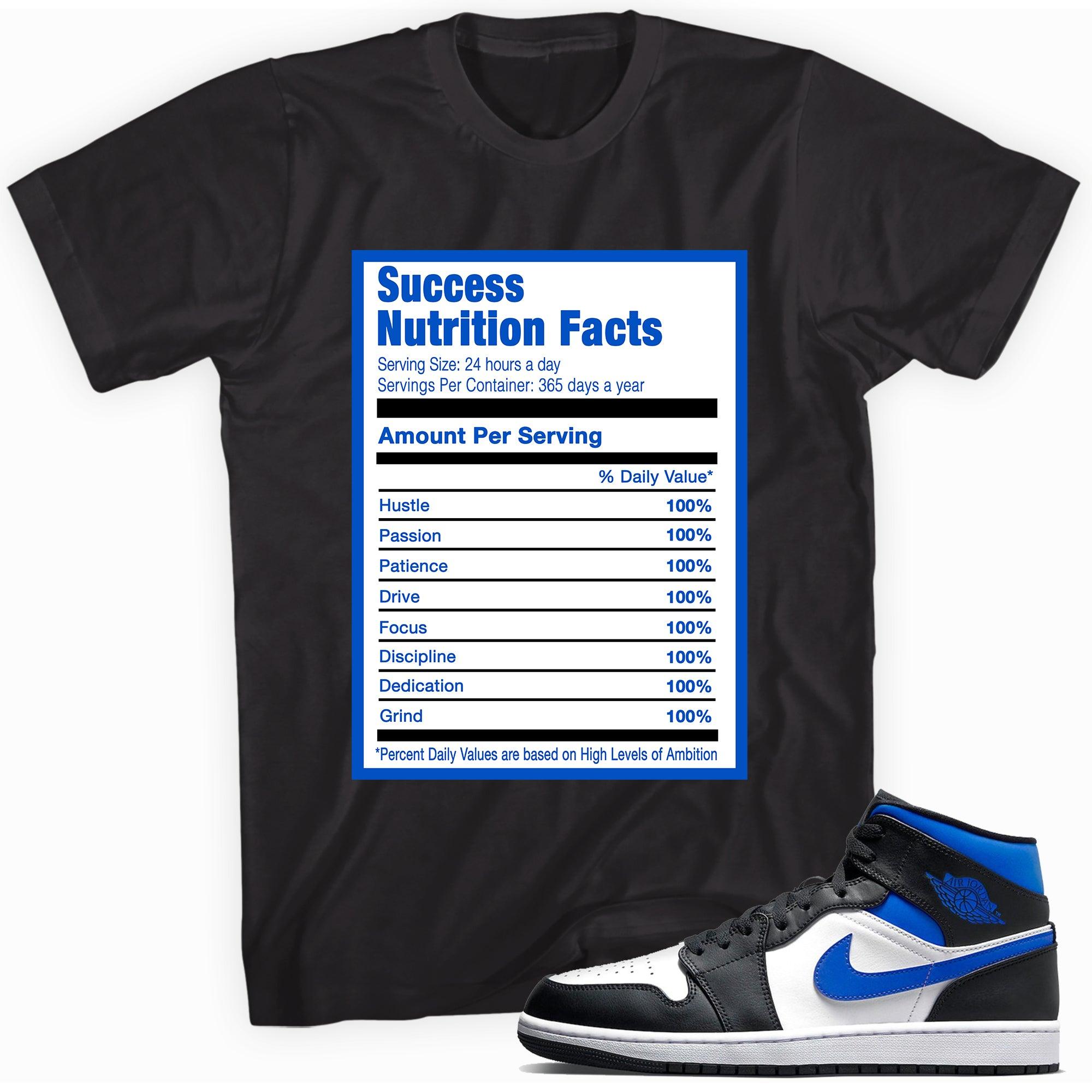 Success Nutrition Sneaker Shirt AJ 1 Mid White Black Royal photo