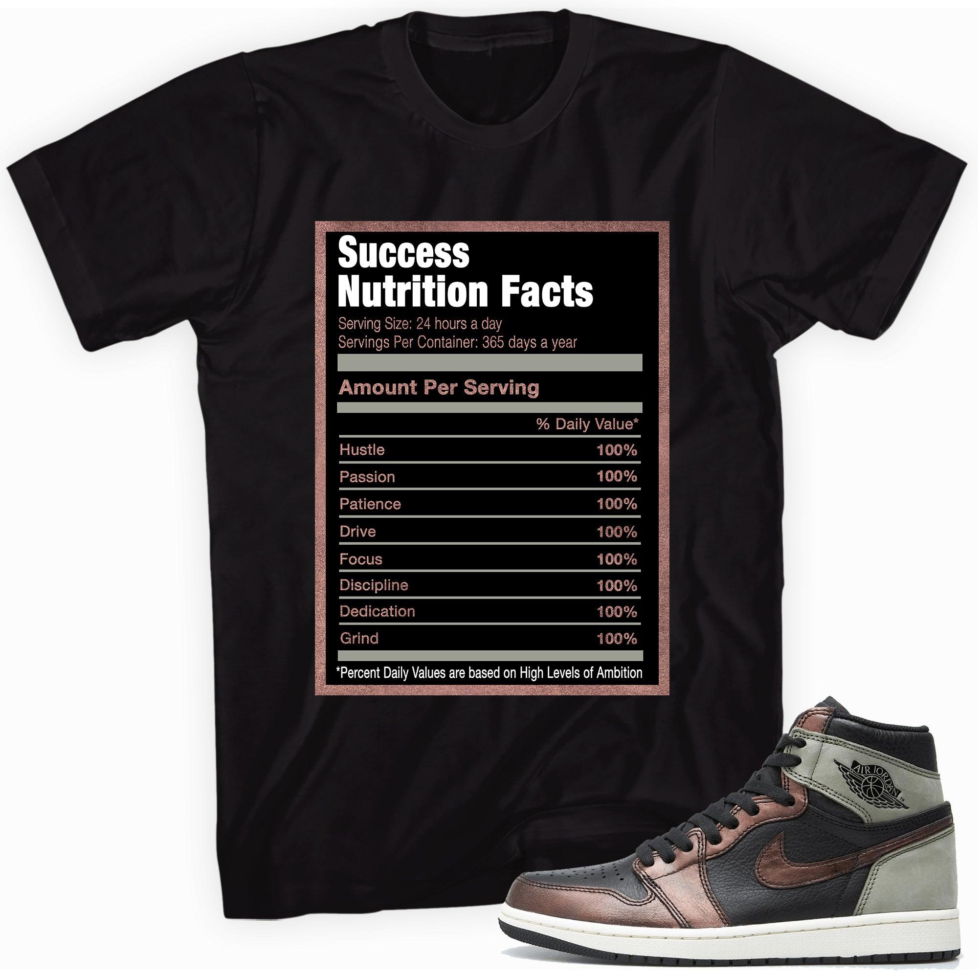 Black Success Nutrition Facts Shirt AJ 1s Patina photo
