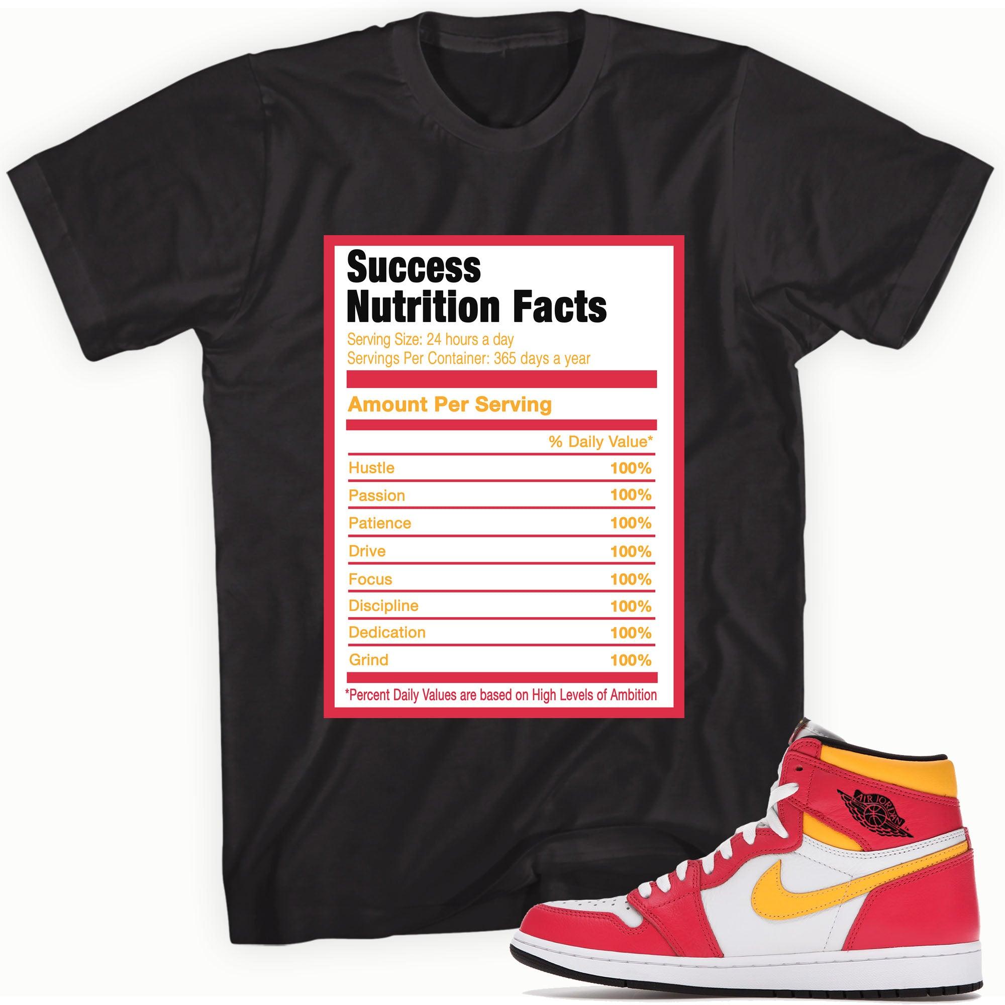 Success Nutrition Facts Shirt AJ 1 Retro High OG Light Fusion Red Sneakers photo