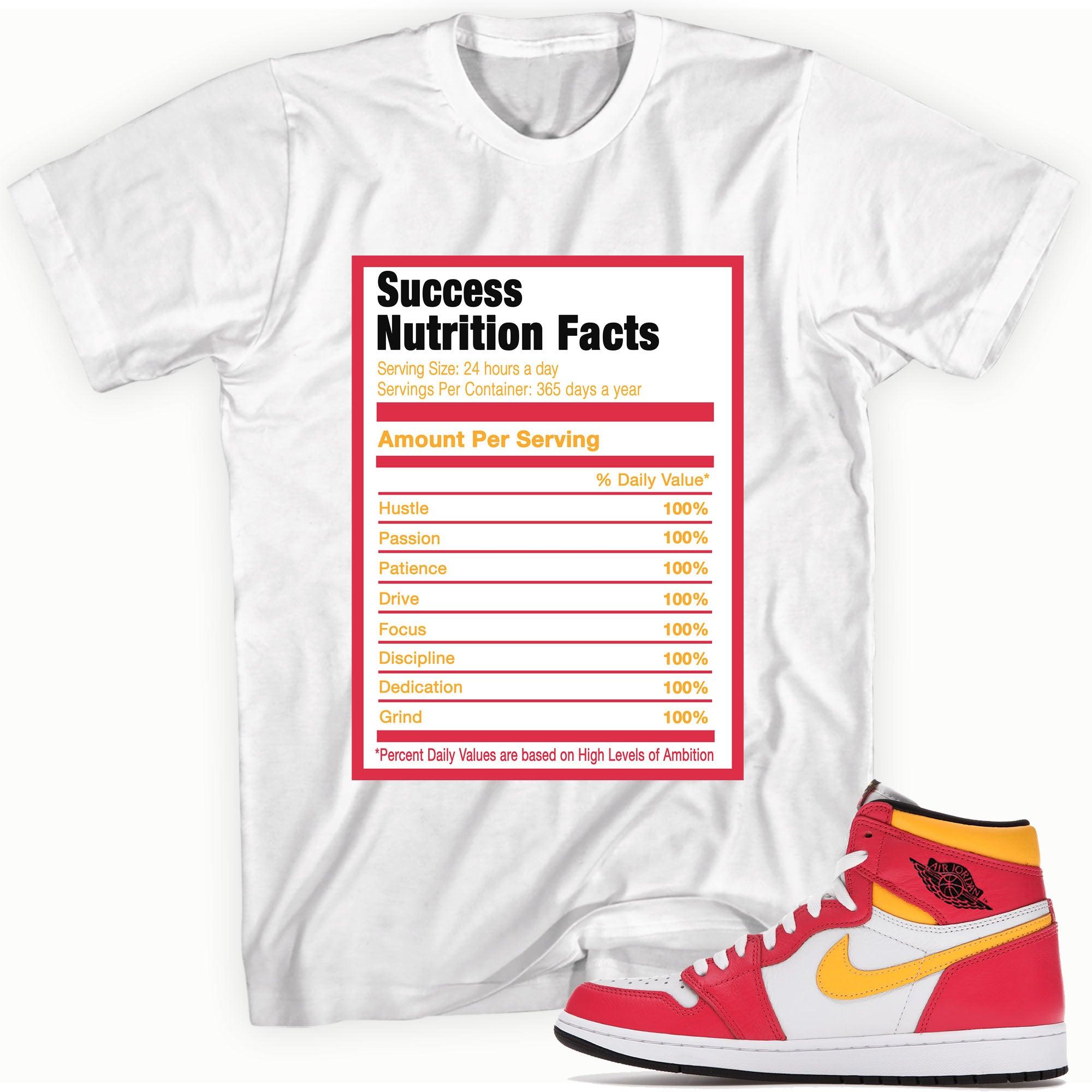 Success Nutrition Facts Shirt AJ 1 Retro High OG Light Fusion Red photo