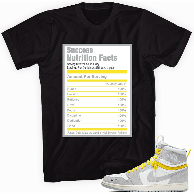 Success Nutrition Shirt AJ 1 Switch Light Smoke Grey Yellow Sneakers photo