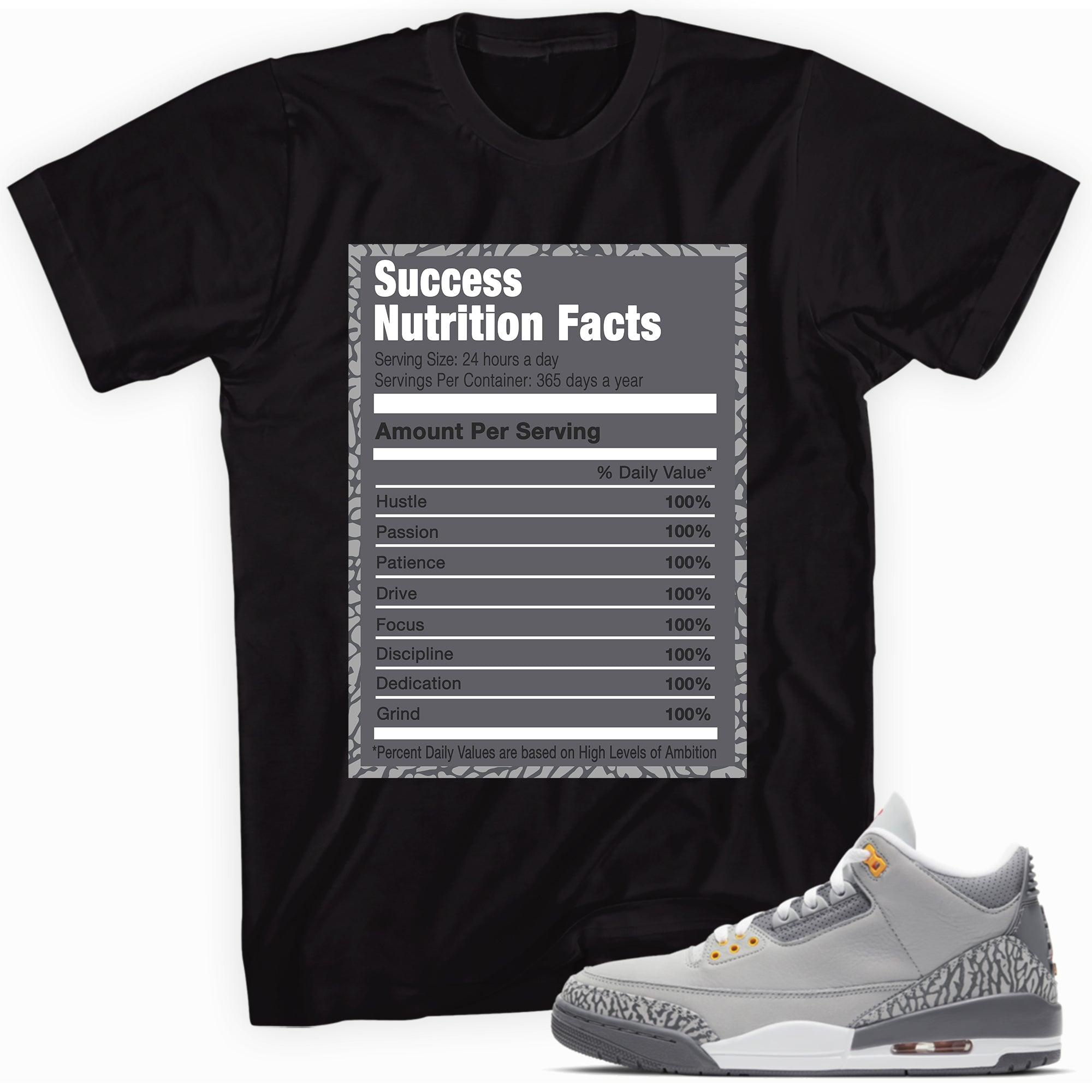 Success Nutrition Facts Sneaker Tee AJ 3 Cool Grey photo