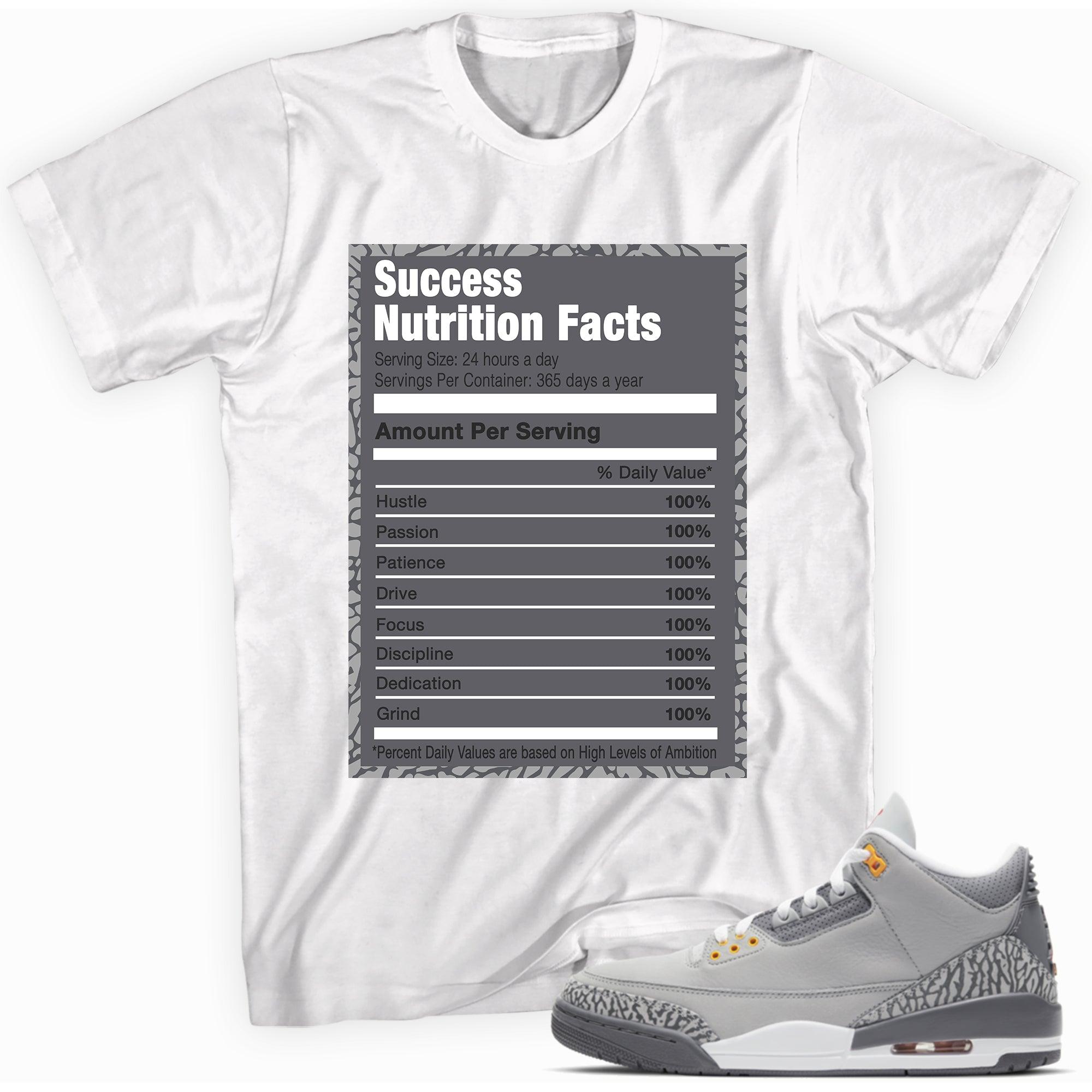 Success Nutrition Facts Shirt AJ 3 Cool Grey photo